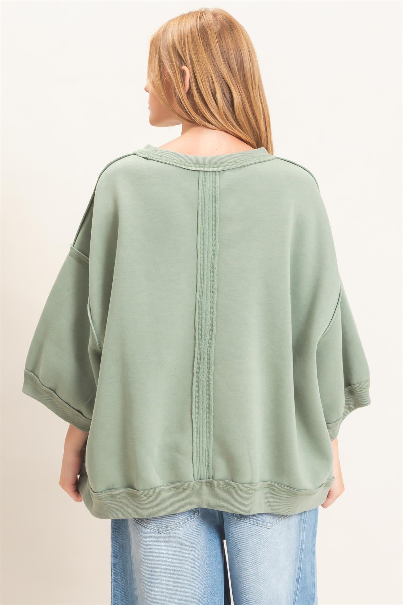 Wholesale Raglan Sleeve Oversized Sweatshirt Sweatshirts HF26E075 SAGE HYFVE