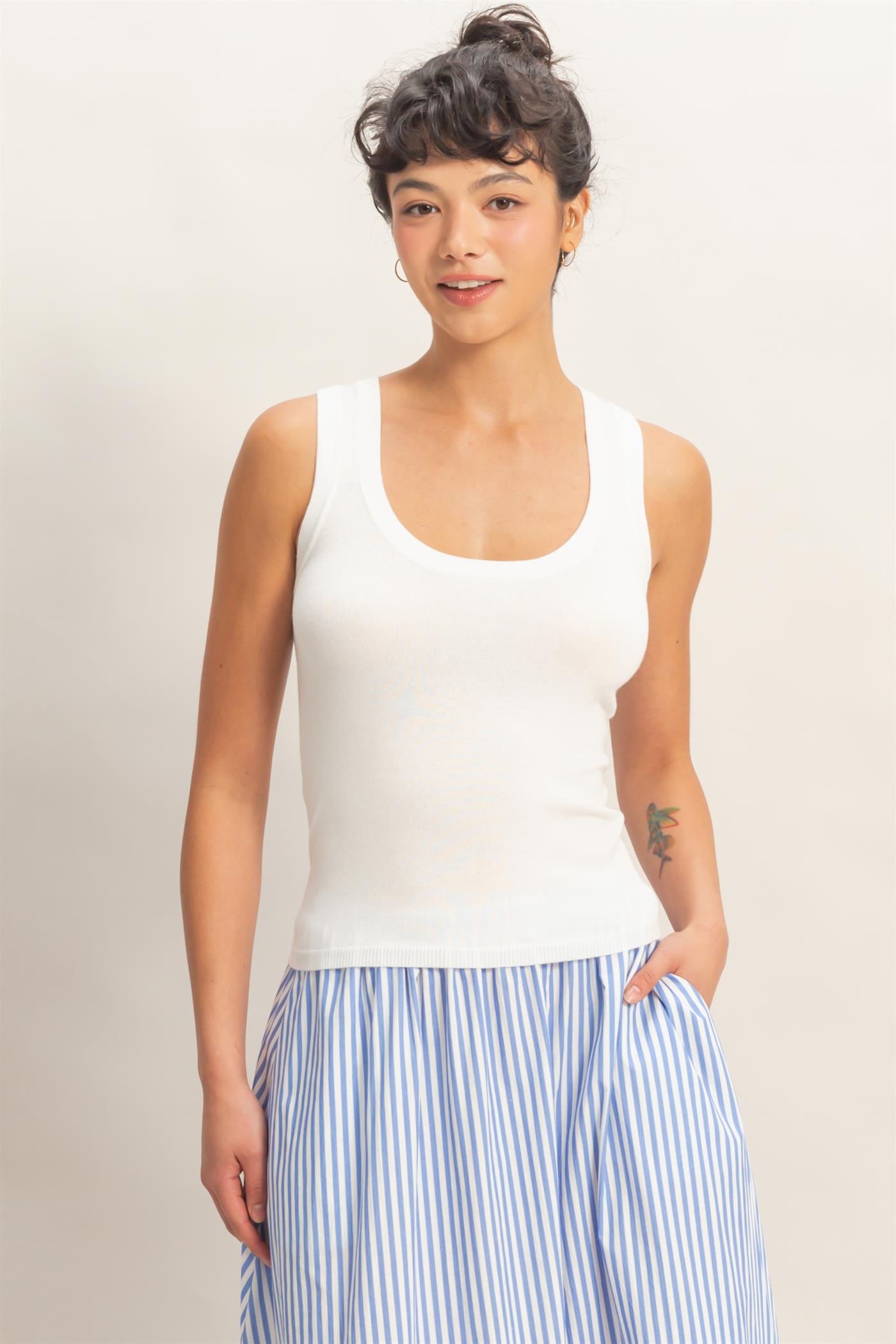 Wholesale Scoop Neck Tank Top Clothing Tops DZ26A449 OFF WHITE DOUBLE ZERO