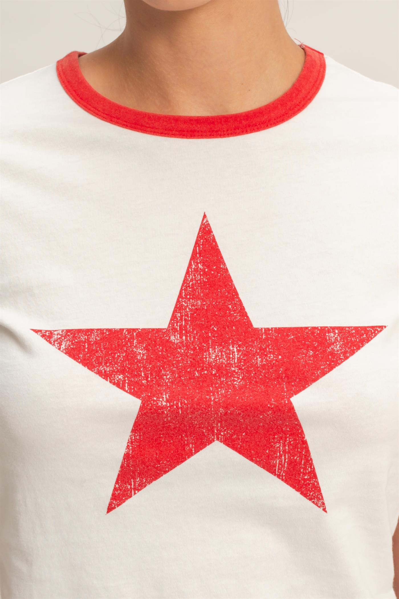 Wholesale Star Graphic Crew Neck T-Shirt T-Shirts DZ26C695 RED DOUBLE ZERO