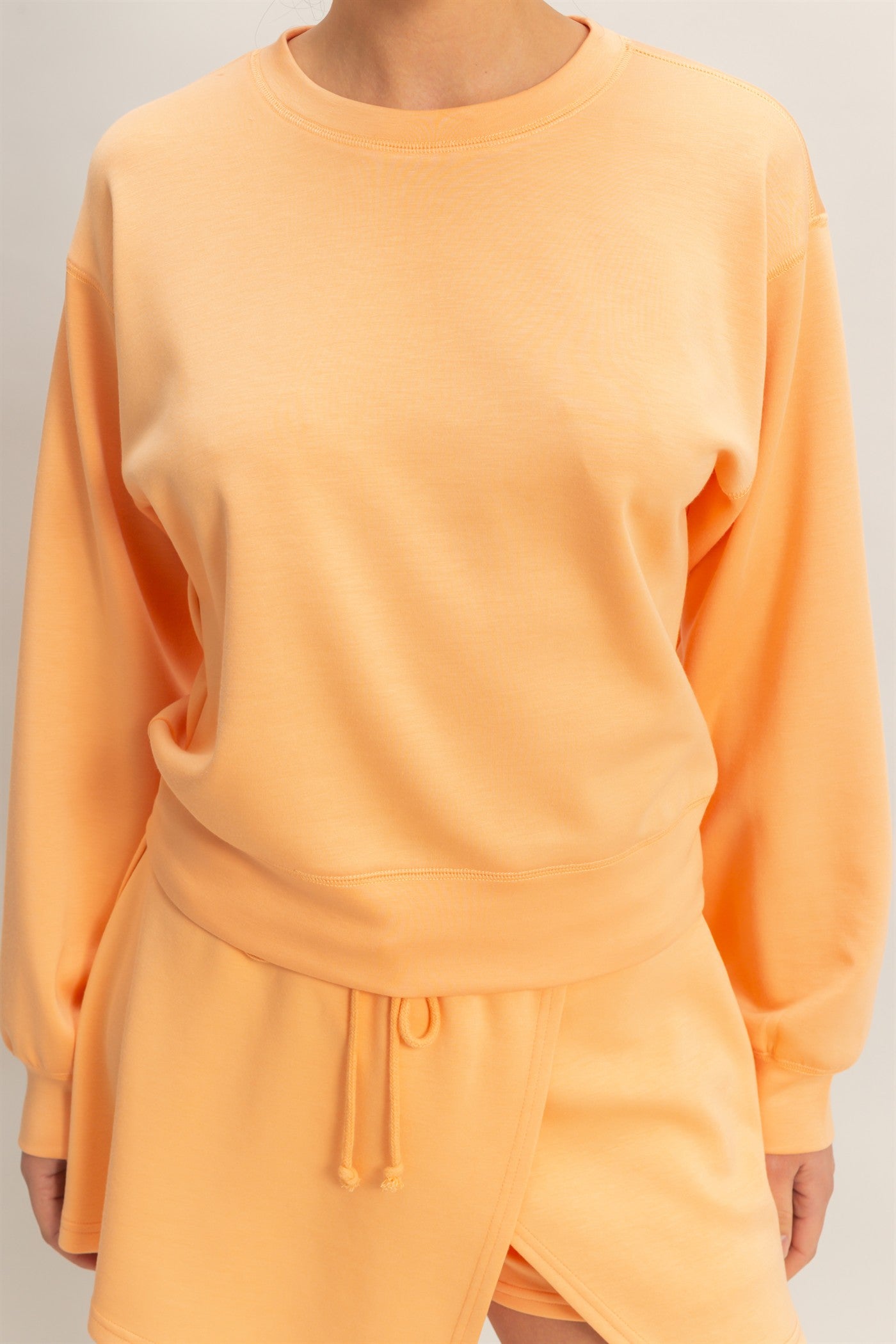 Wholesale Crew Neck Sweatshirt Sweatshirts DZ26C167 APRICOT DOUBLE ZERO
