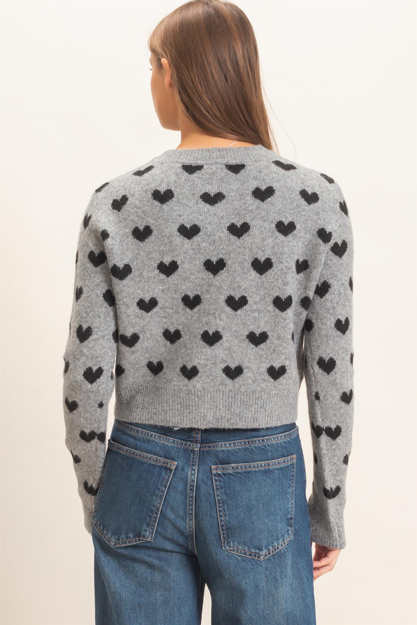 Wholesale Heart Pattern Cardigan Cardigans DZ26E320 HEATHER GRAY DOUBLE ZERO