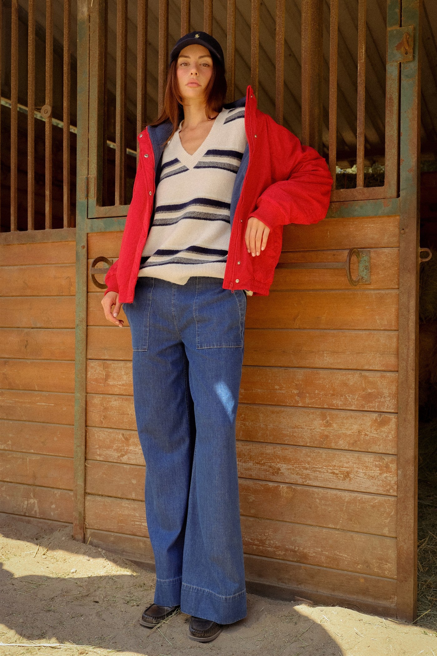 Wholesale Fleece-Lined Mock Neck Snap Jacket Coats & Jackets HF26C918 RED HYFVE