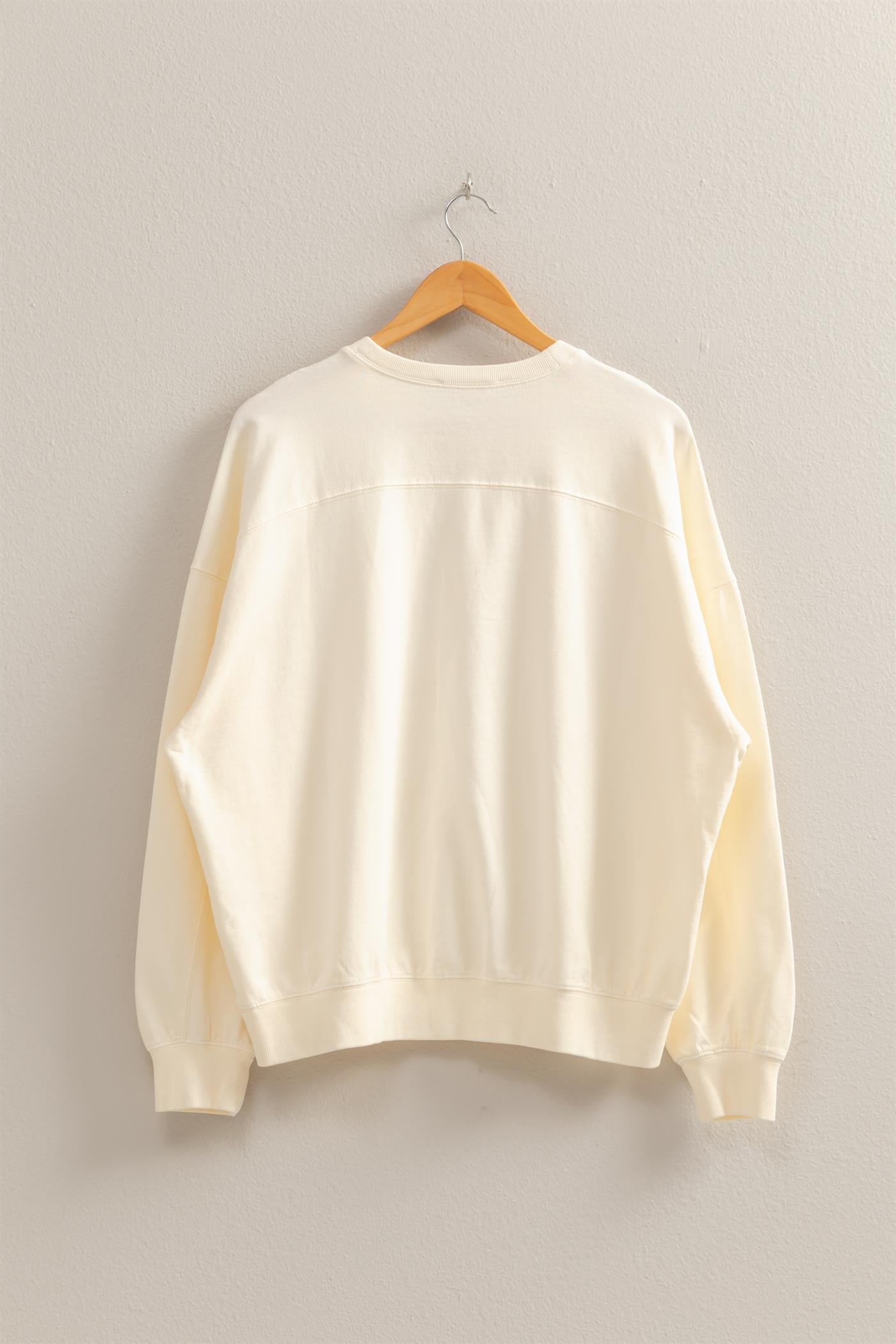 Wholesale Warm Long Sleeve French Terry Sweatshirt Sweatshirts DZ25C733 CREAM HYFVE