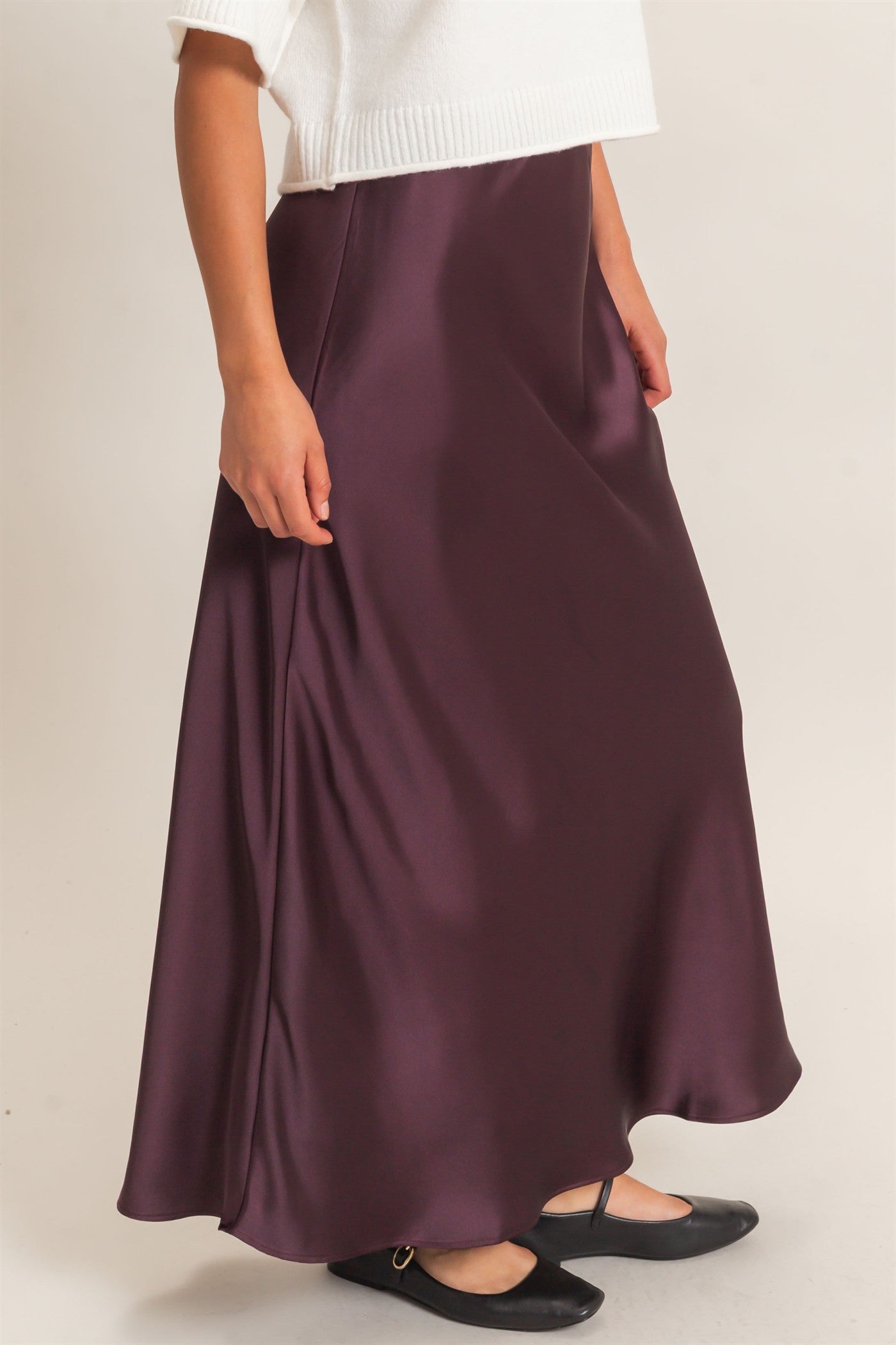 Wholesale Satin Maxi Skirt Skirts DZ26C970 DARK CHERRY DOUBLE ZERO