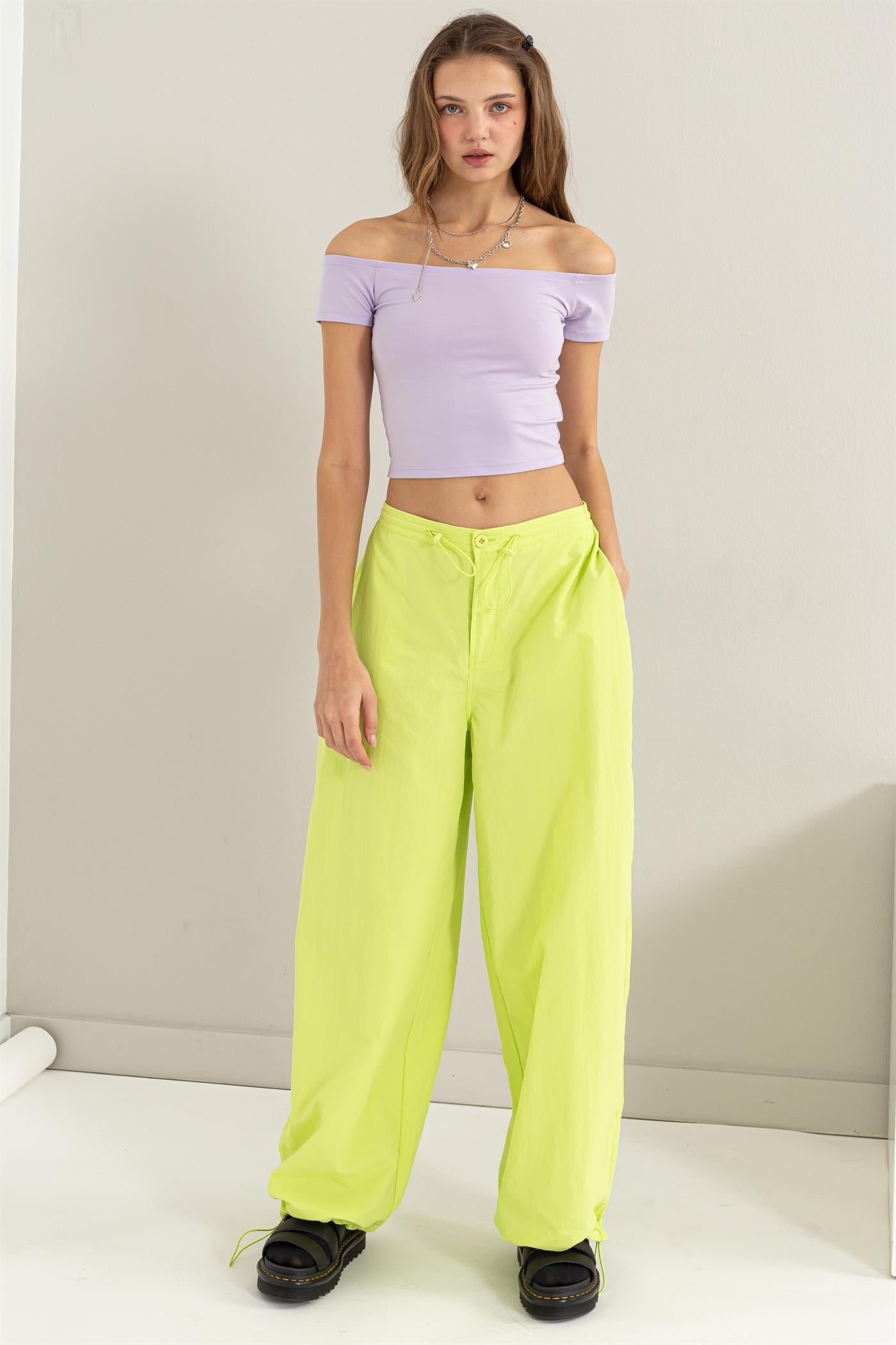 Wholesale Off The Shoulder Crop Top Clothing Tops DZ24C044 LAVENDER DOUBLE ZERO