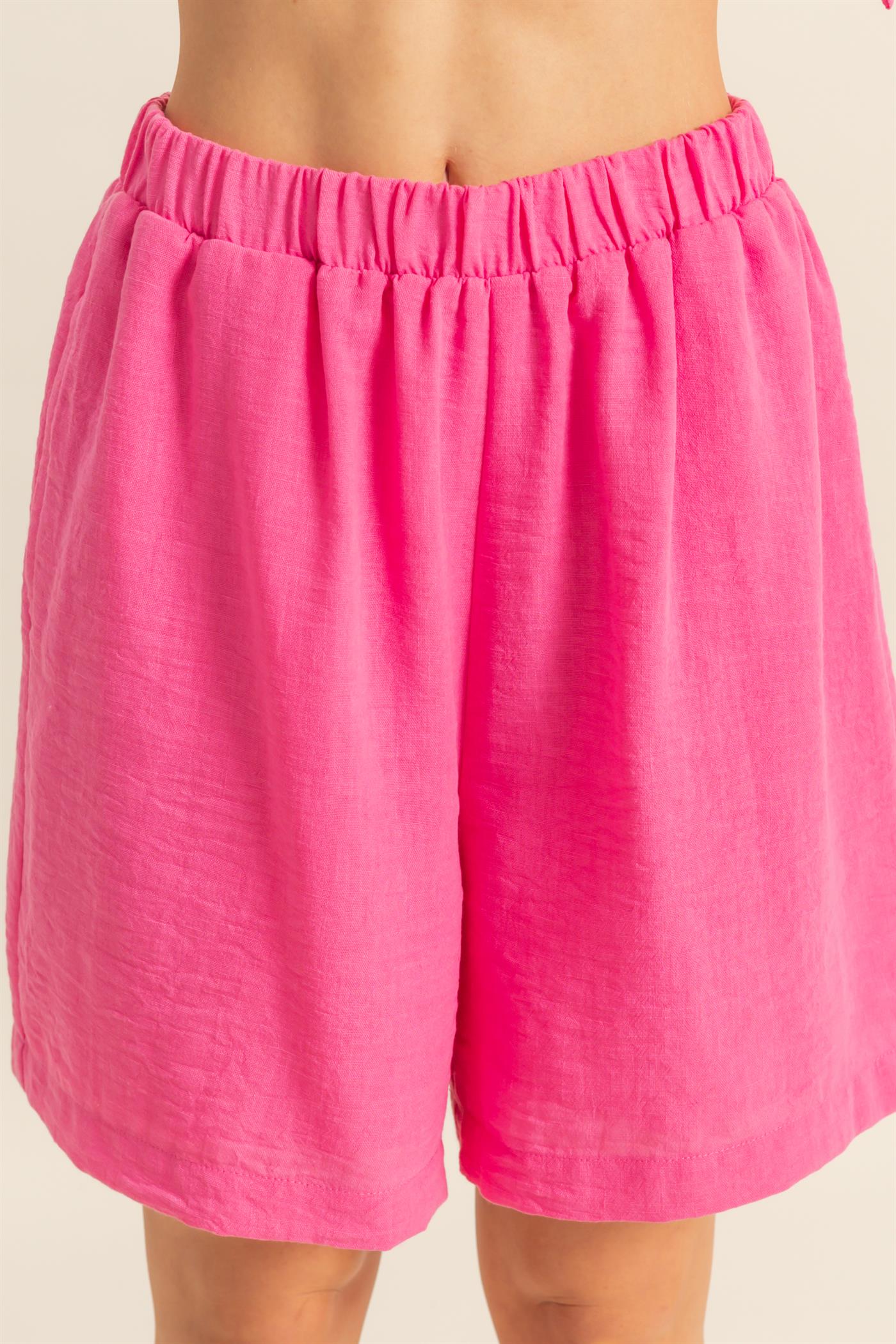 Wholesale Tube Top And Flowy Shorts Set Clothing HF25A273-SET MAGENTA HYFVE