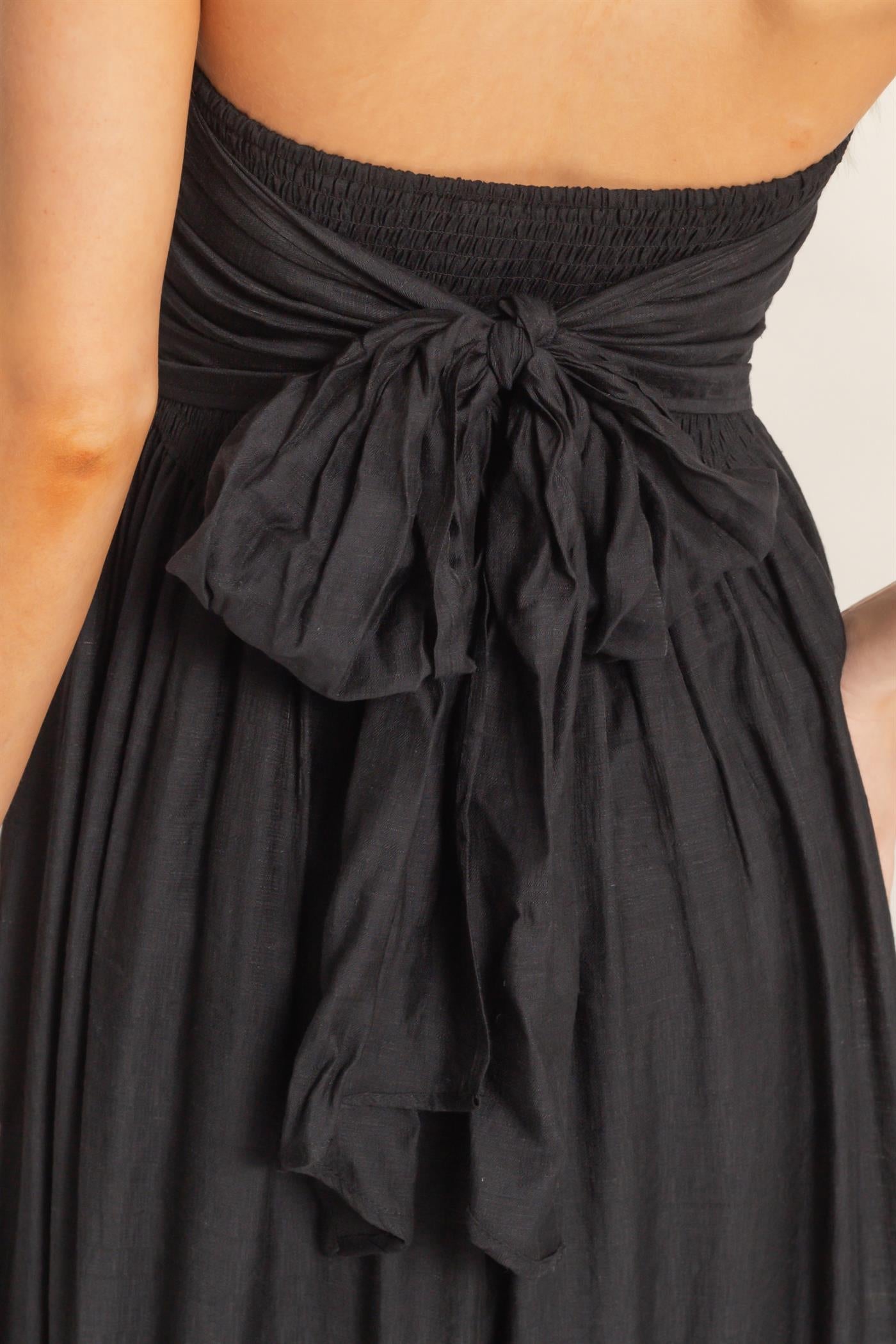 Wholesale Strapless Tie-Back Smocked Dress Dresses HF26C750 BLACK HYFVE