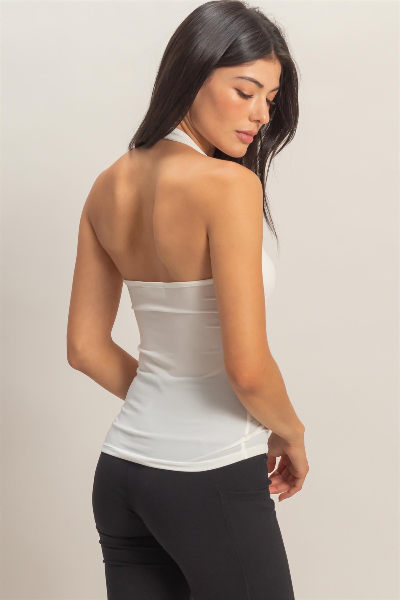 Wholesale Halter Tank Top Clothing Tops DZ26C710 WHITE DOUBLE ZERO