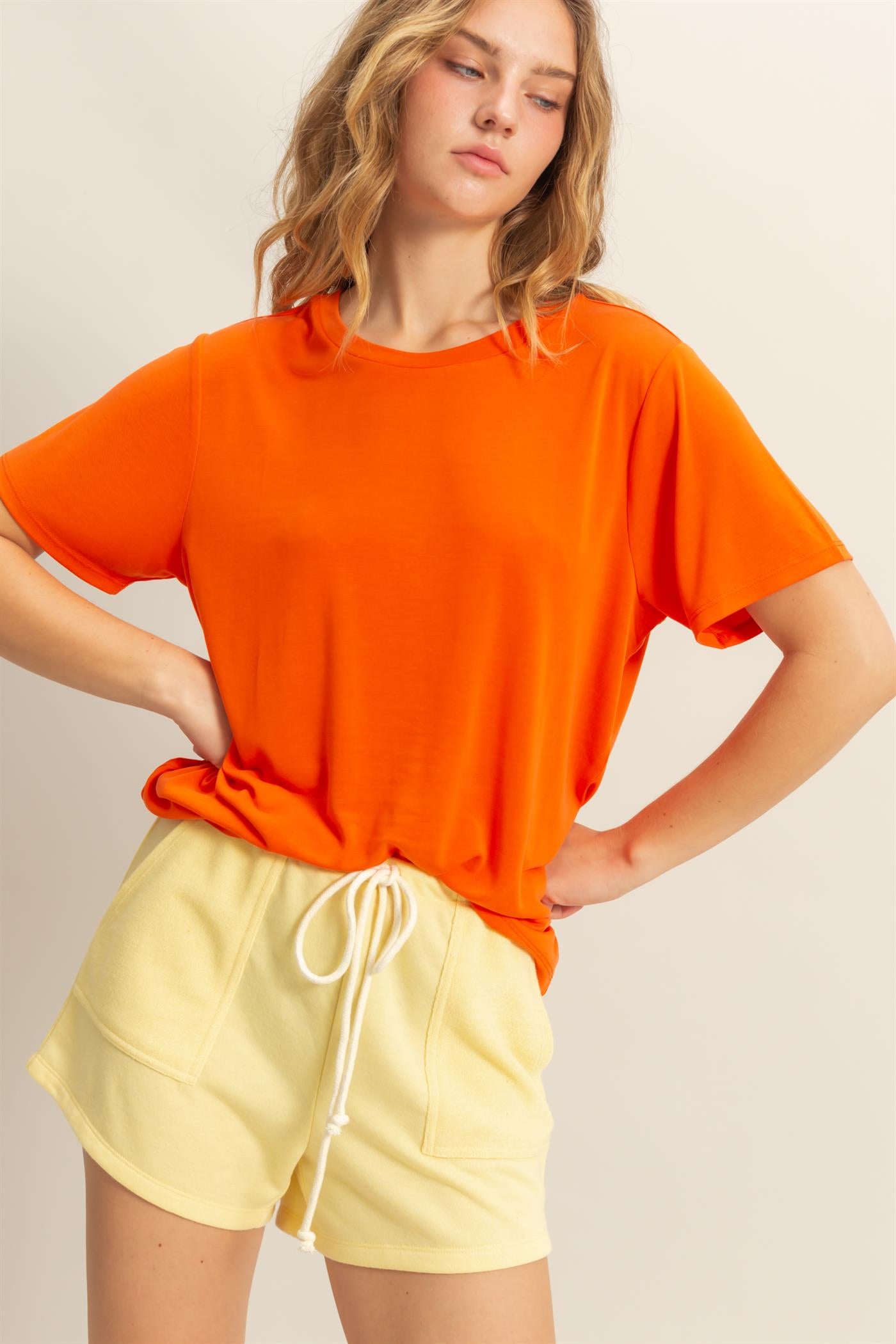Wholesale Basic Round Neck Short Sleeve T Shirt Clothing Tops DZ25C449 TOMATO HYFVE