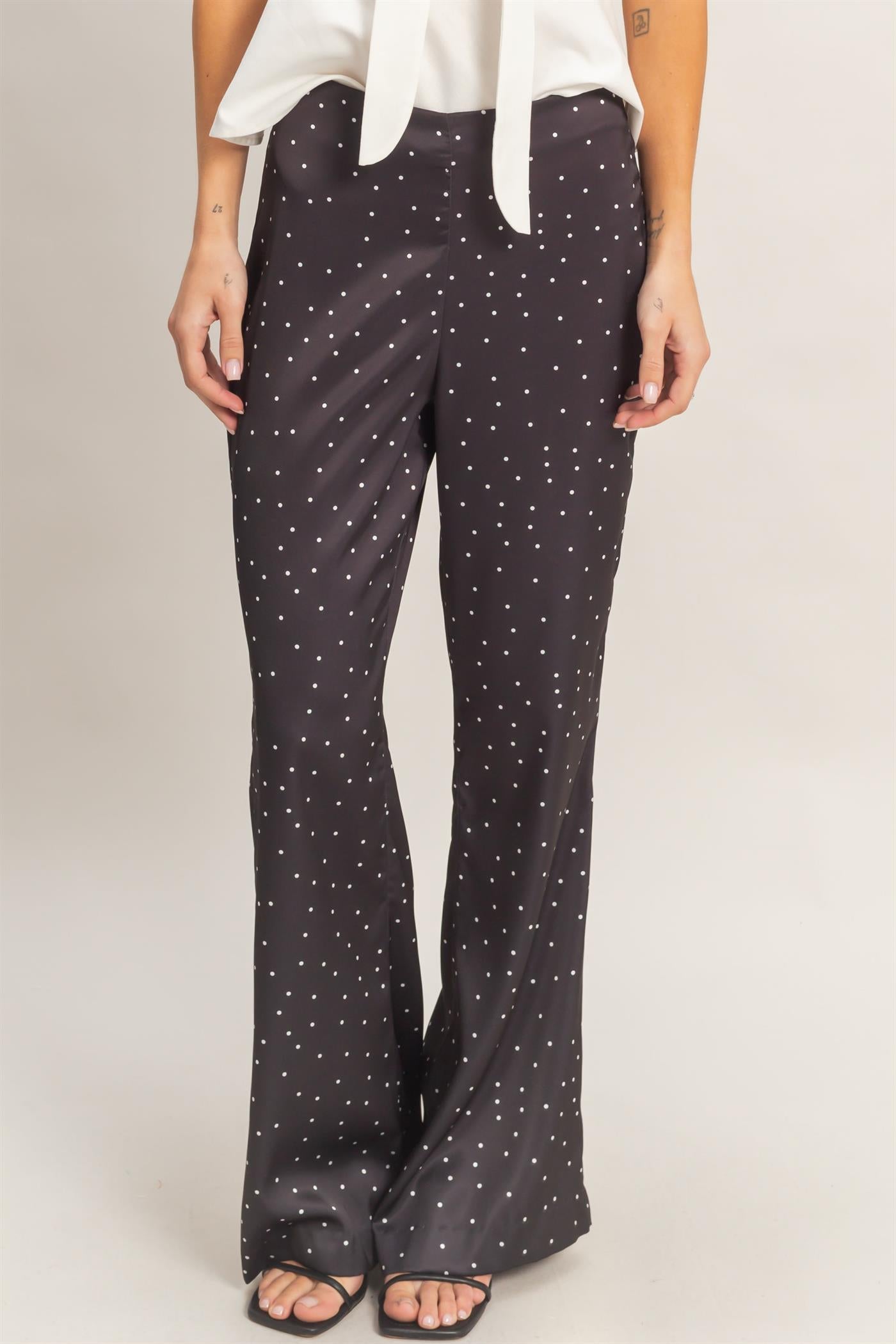 Wholesale Polka Dot Wide-Leg Pants Pants HF26C717 BLACK HYFVE