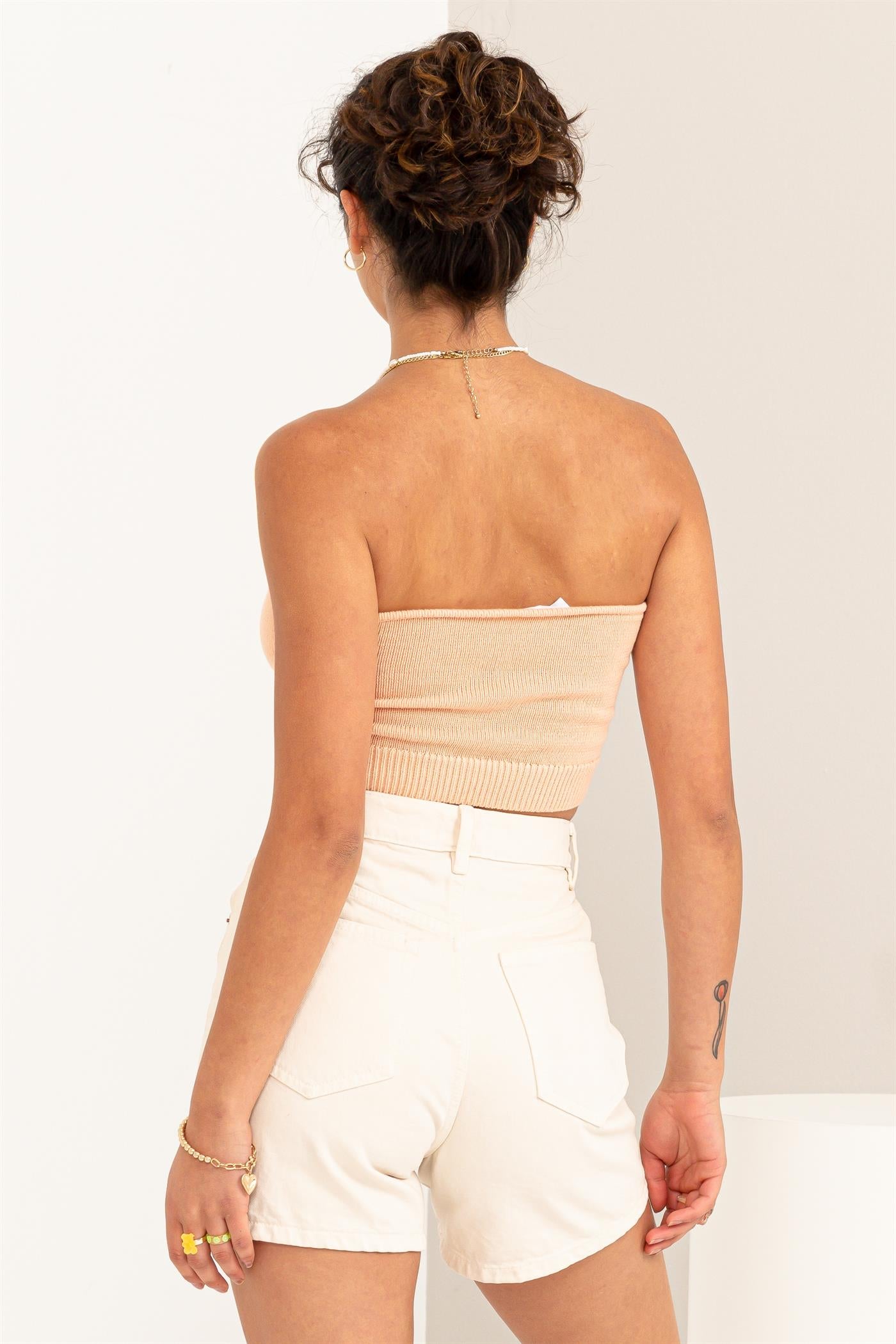Wholesale Strapless Bandeau Top Clothing Tops DZ23C400 TROPICAL PEACH DOUBLE ZERO