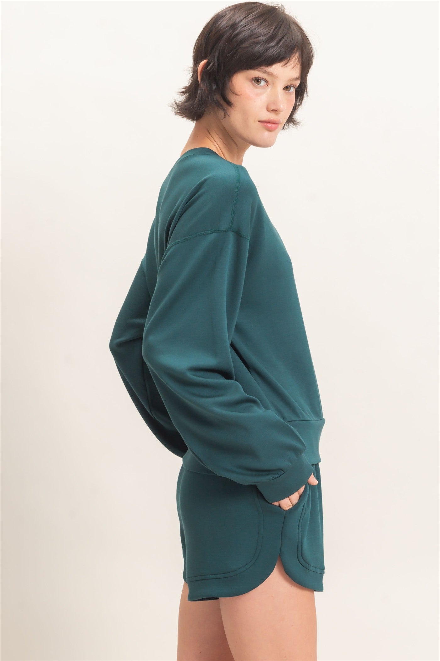 Wholesale Crew Neck Sweatshirt Sweatshirts DZ26C966 DEEP GREEN DOUBLE ZERO