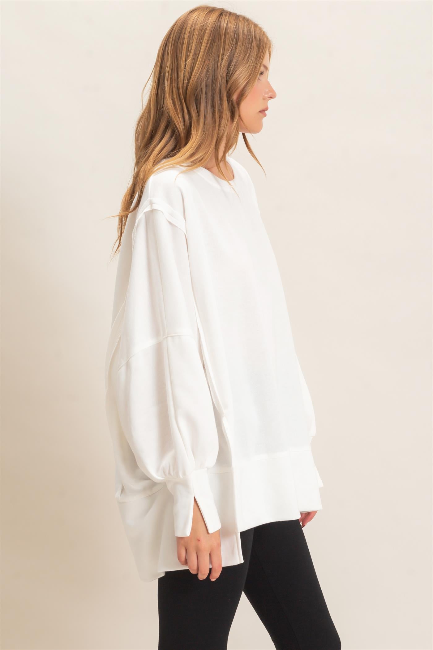 Wholesale Oversized Crew Neck Sweatshirt Sweatshirts HF26F132 OFF WHITE HYFVE