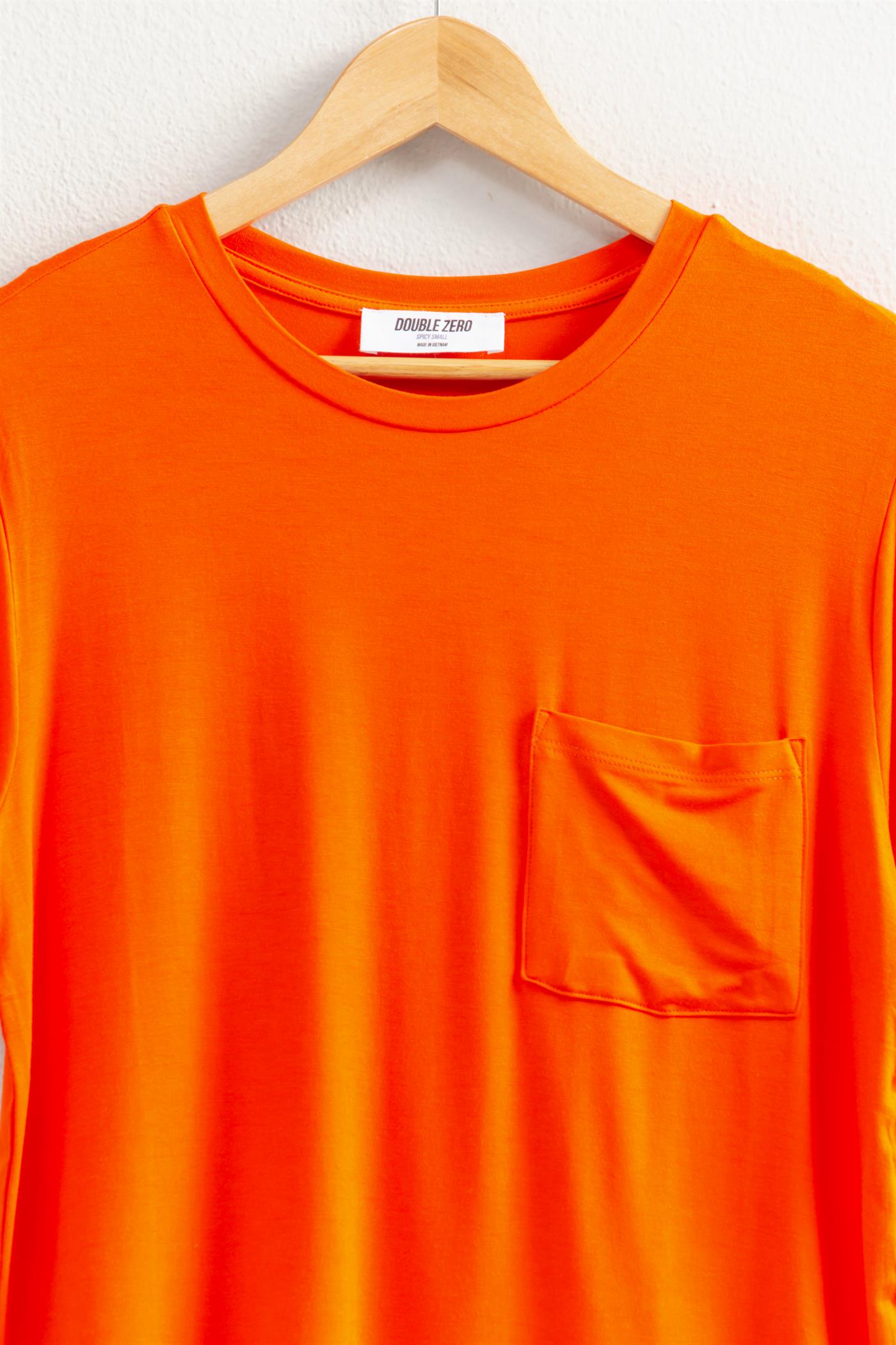 Wholesale Basic Oversized Pocket Tee Clothing Tops DZ25E309 TOMATO DOUBLE ZERO