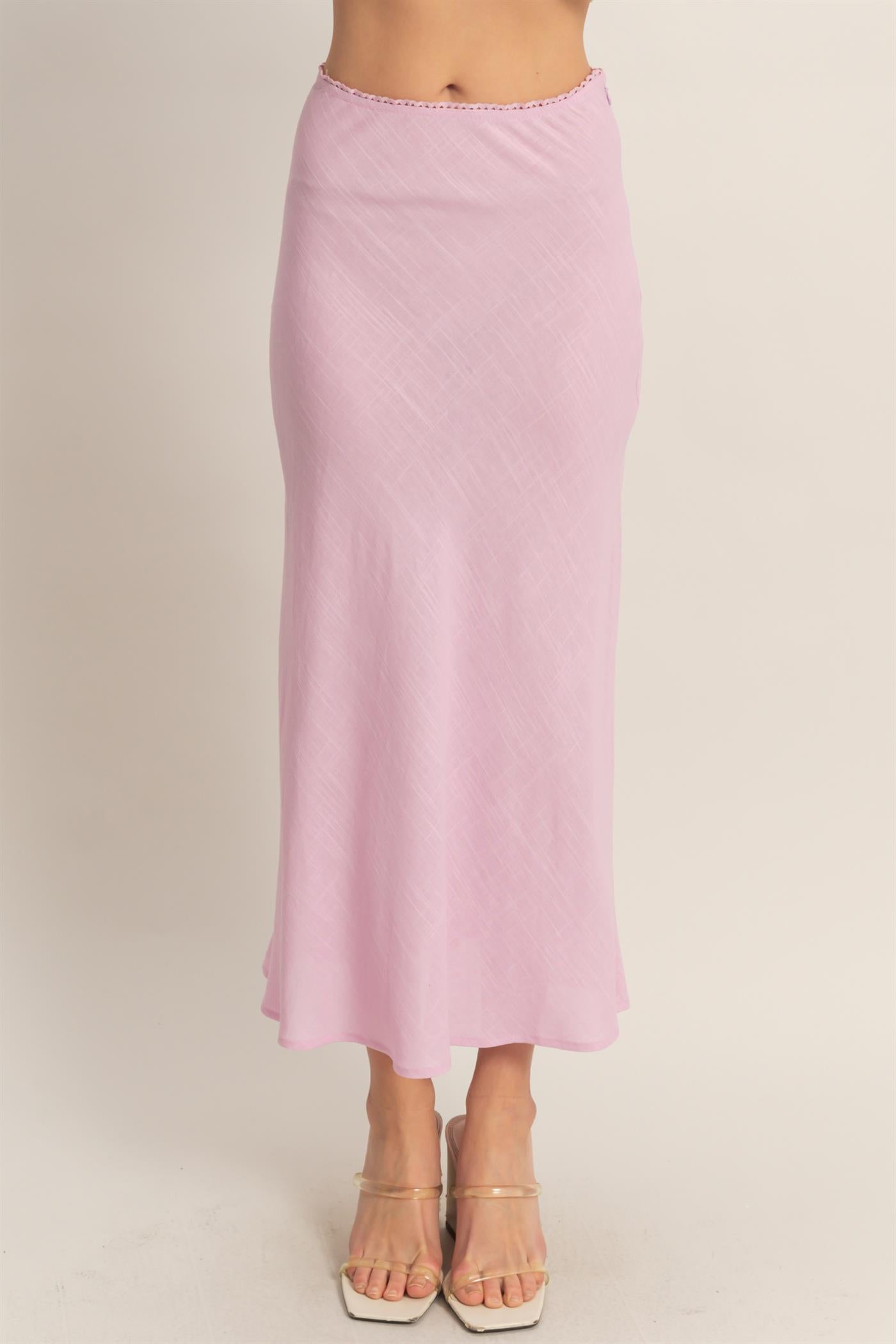 Wholesale Maxi Skirt With Elastic Waistband Skirts HF26A473-D PINK LAVENDER HYFVE