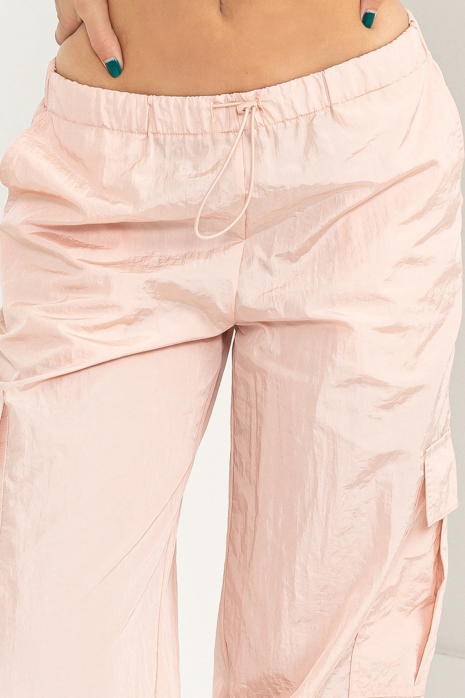 Wholesale Low Rise Parachute Cargo Pants Pants DZ24C809 BLUSH DOUBLE ZERO