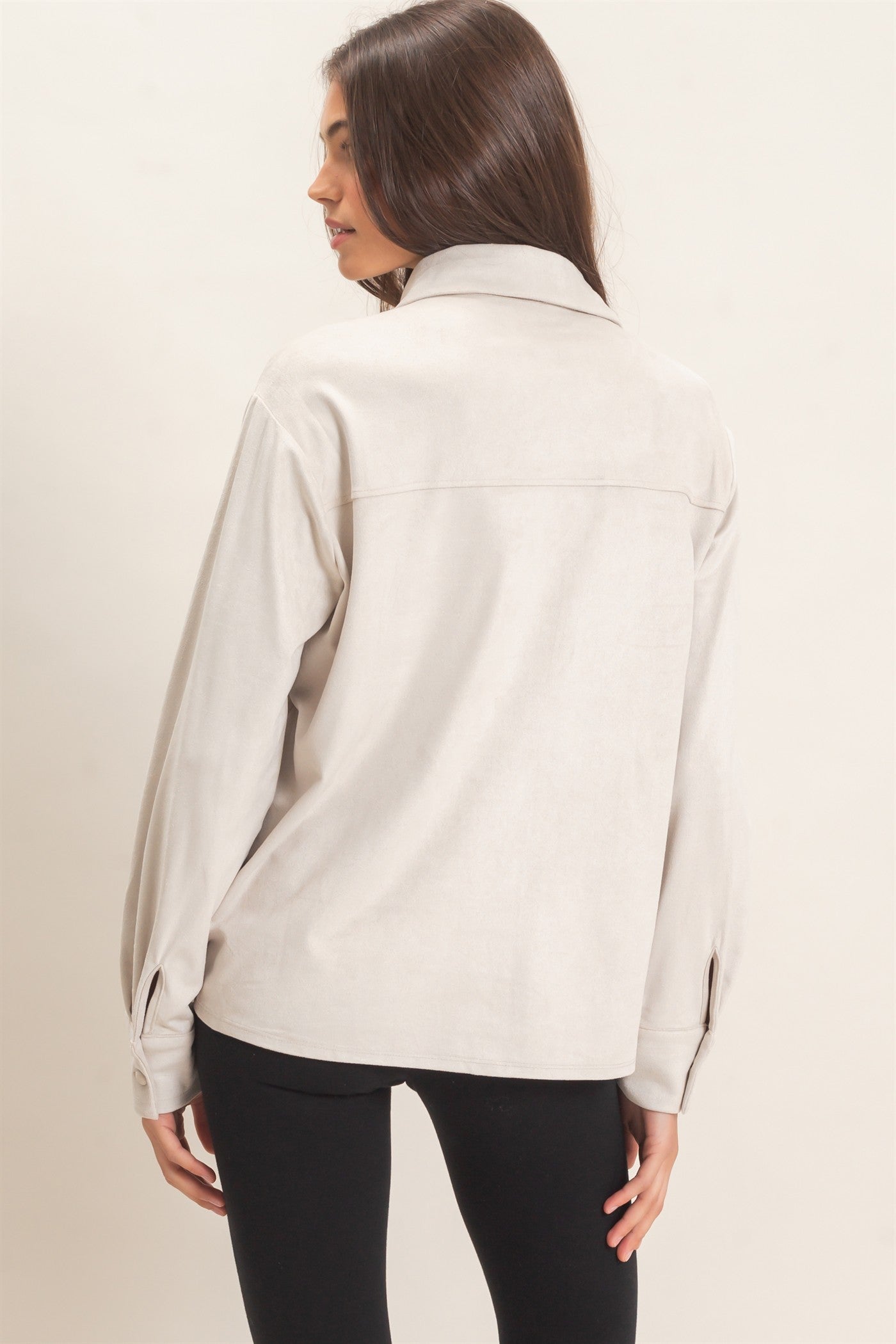 Wholesale Suede Button-Up Shirt Shirts HF26F083 ECRU HYFVE