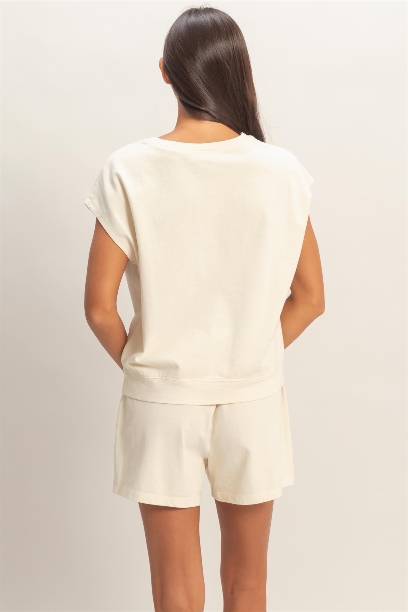 Wholesale Sleeveless Crew Neck Top and Shorts Set Clothing DZ26A028-SET ALPACA DOUBLE ZERO