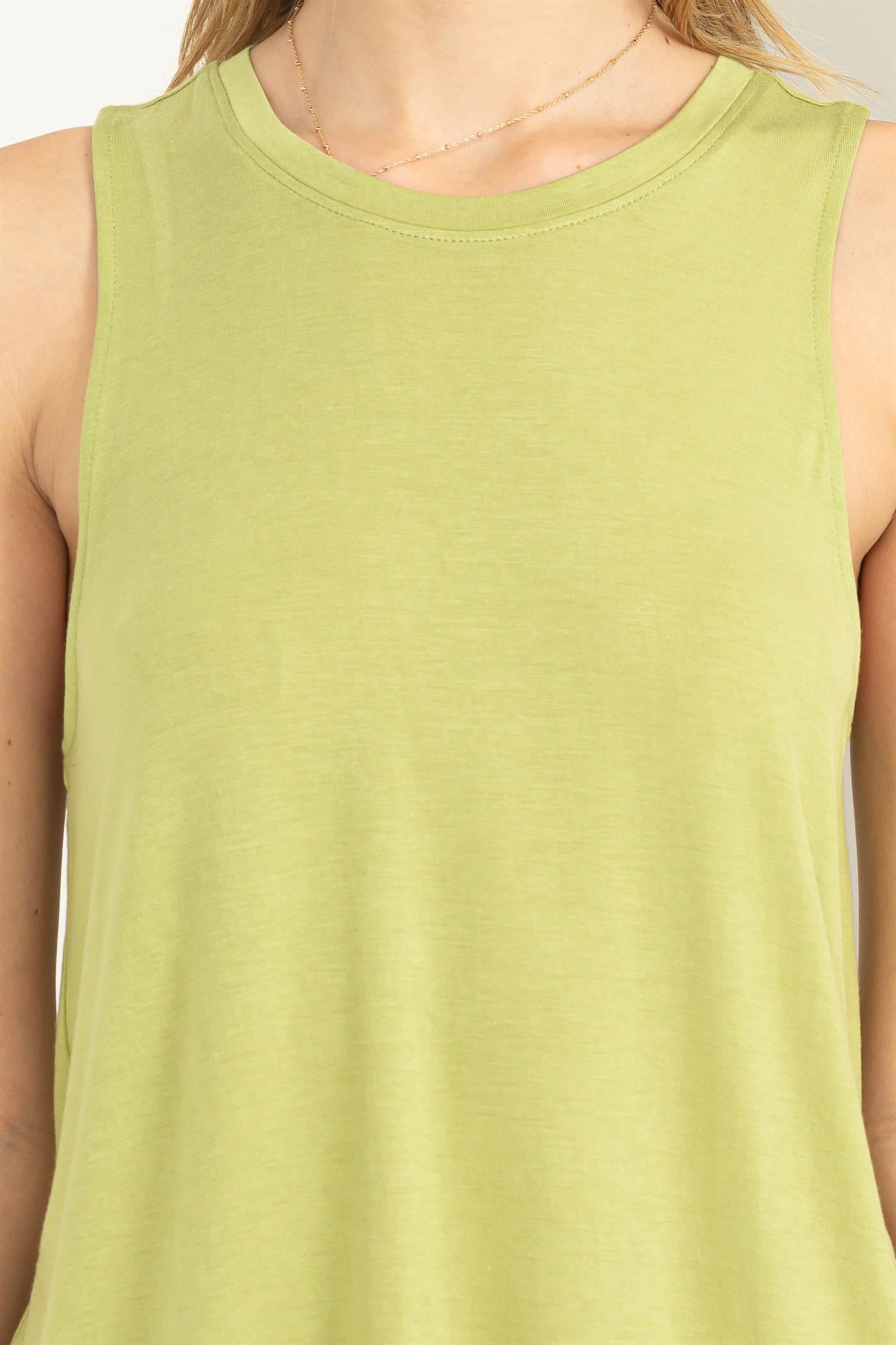 Wholesale Sleeveless Tank Top Clothing Tops DZ23A195 PALE OLIVE DOUBLE ZERO