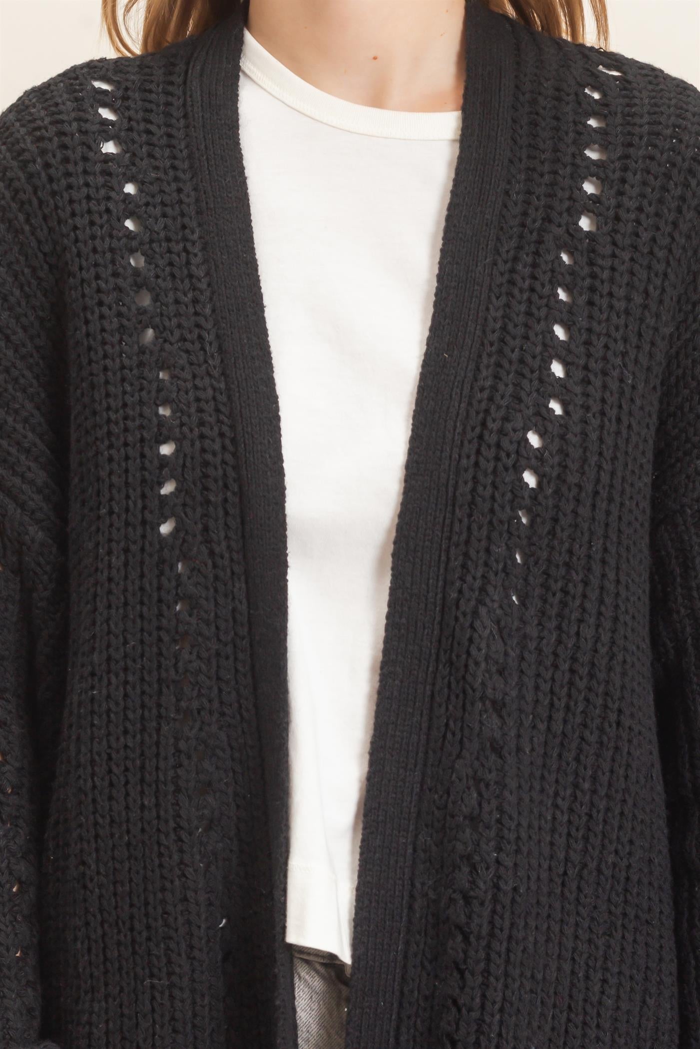Wholesale Open-Front Cardigan Cardigans HF26C410 BLACK HYFVE