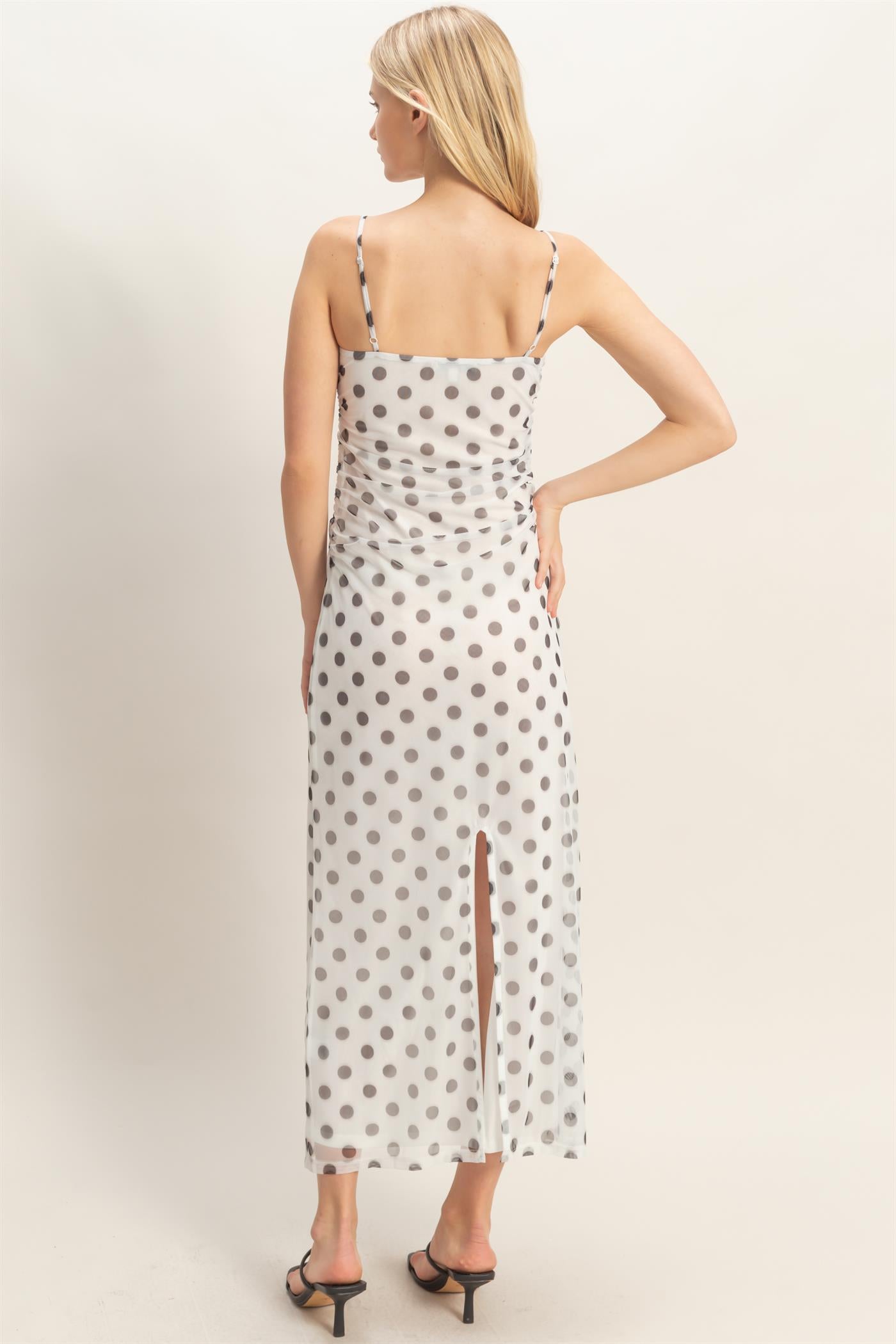 Wholesale Strap Polka Dot Midi Dress Dresses HF26A985 WHITE HYFVE