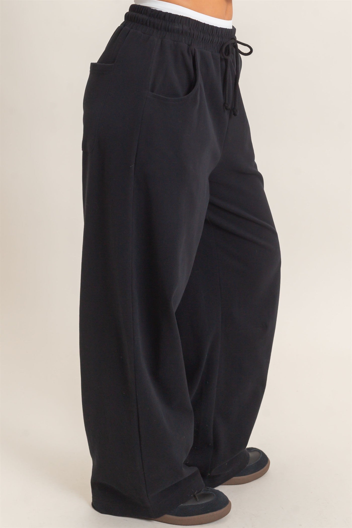 Wholesale Washed Barrel Sweatpants Pants DZ26E379 BLACK DOUBLE ZERO