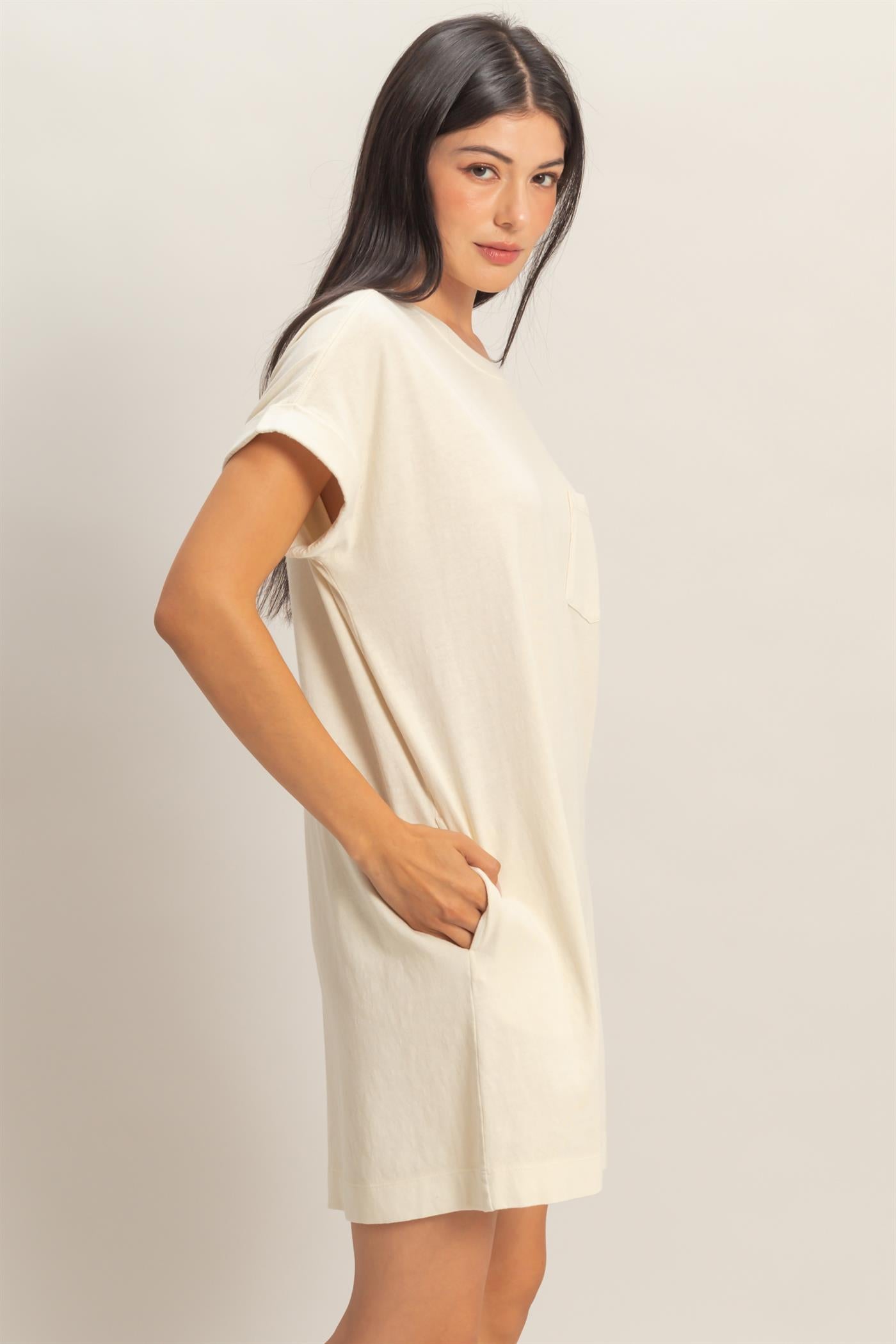 Wholesale Round Neck T-Shirt Mini Dress Dresses DZ26A029 ALPACA DOUBLE ZERO