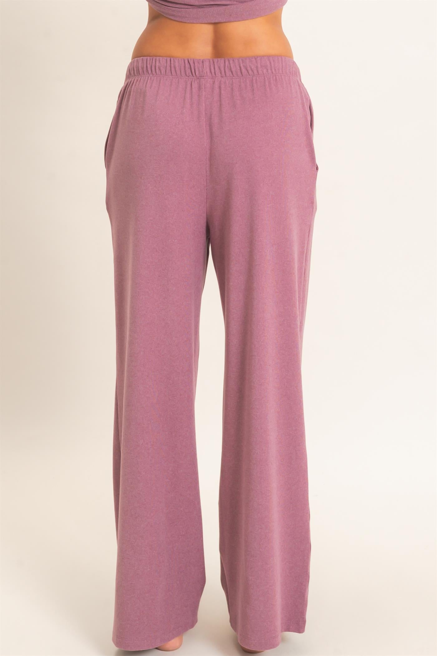Wholesale Wide Leg Pants With Drawcord Pants DZ26E288 PLUM DOUBLE ZERO