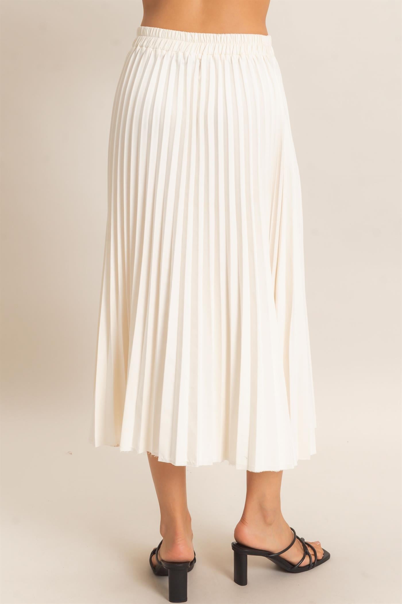 Wholesale Suede Accordion Pleated Skirt Skirts HF26F084-D CREAM HYFVE
