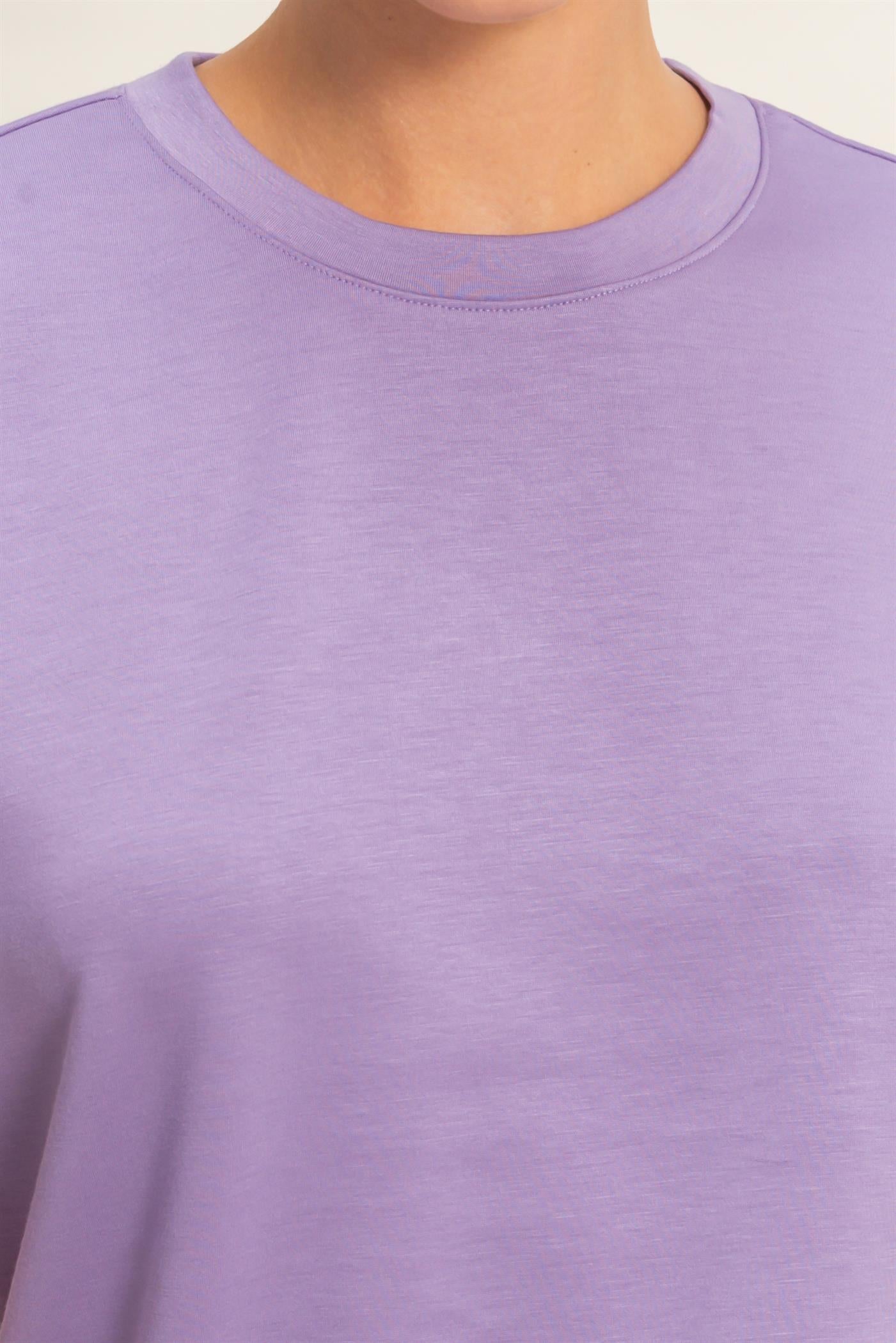 Wholesale Crew Neck Short Dolman Sleeve Top Clothing Tops DZ26C205 DUSTY PURPLE DOUBLE ZERO