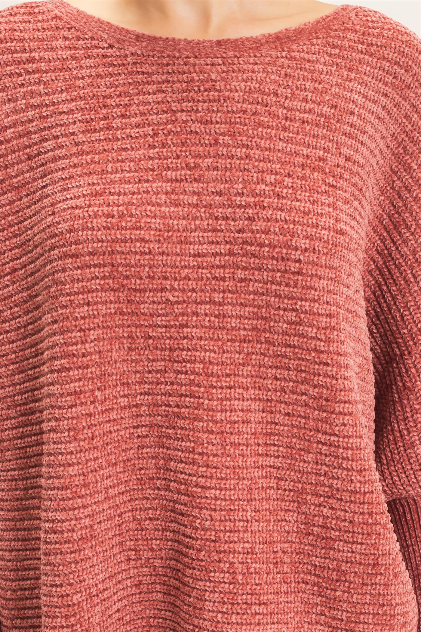 Wholesale Chenille Boat Neck Dolman Sleeve Sweater Sweaters HF26F185 CLAY HYFVE
