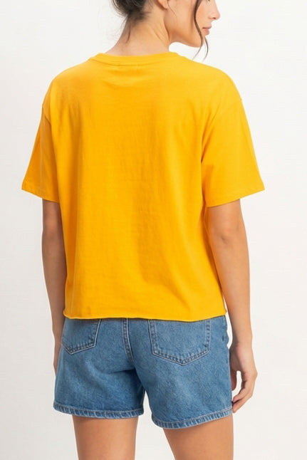 Wholesale Drop Shoulder Relaxed Fit Everyday Tee Clothing Tops DZ24A507 ORANGE DOUBLE ZERO