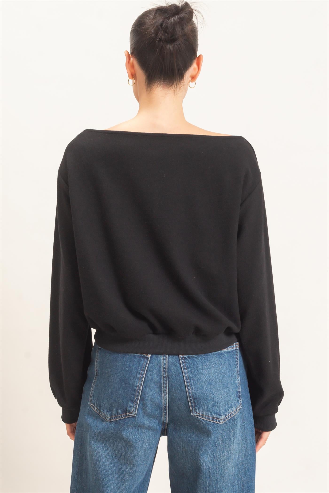 Wholesale Studded Crew Neck Sweatshirt Sweatshirts HF26E545 BLACK HYFVE