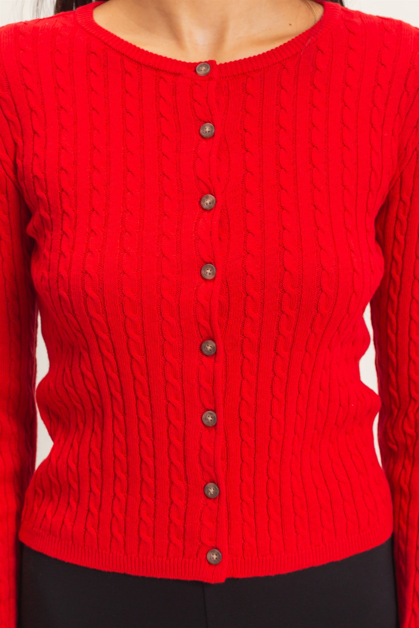 Wholesale Cable Knit Cardigan Cardigans DZ26E256 RED DOUBLE ZERO