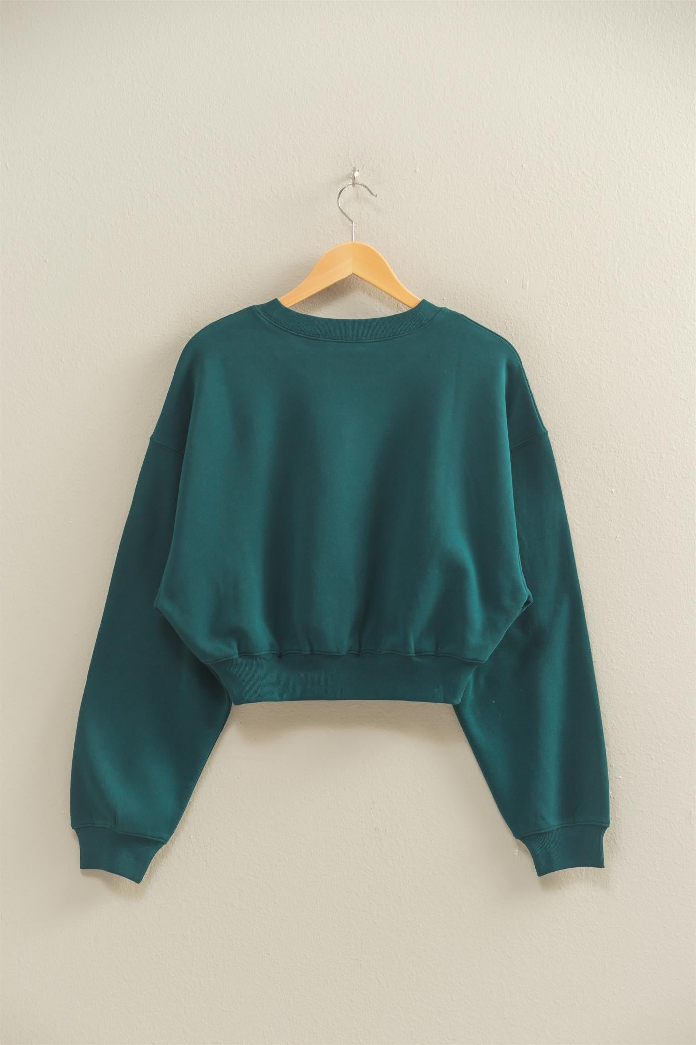 Wholesale Everyday Long Sleeve Cropped Sweatshirt Sweatshirts DZ25E415 DEEP GREEN DOUBLE ZERO