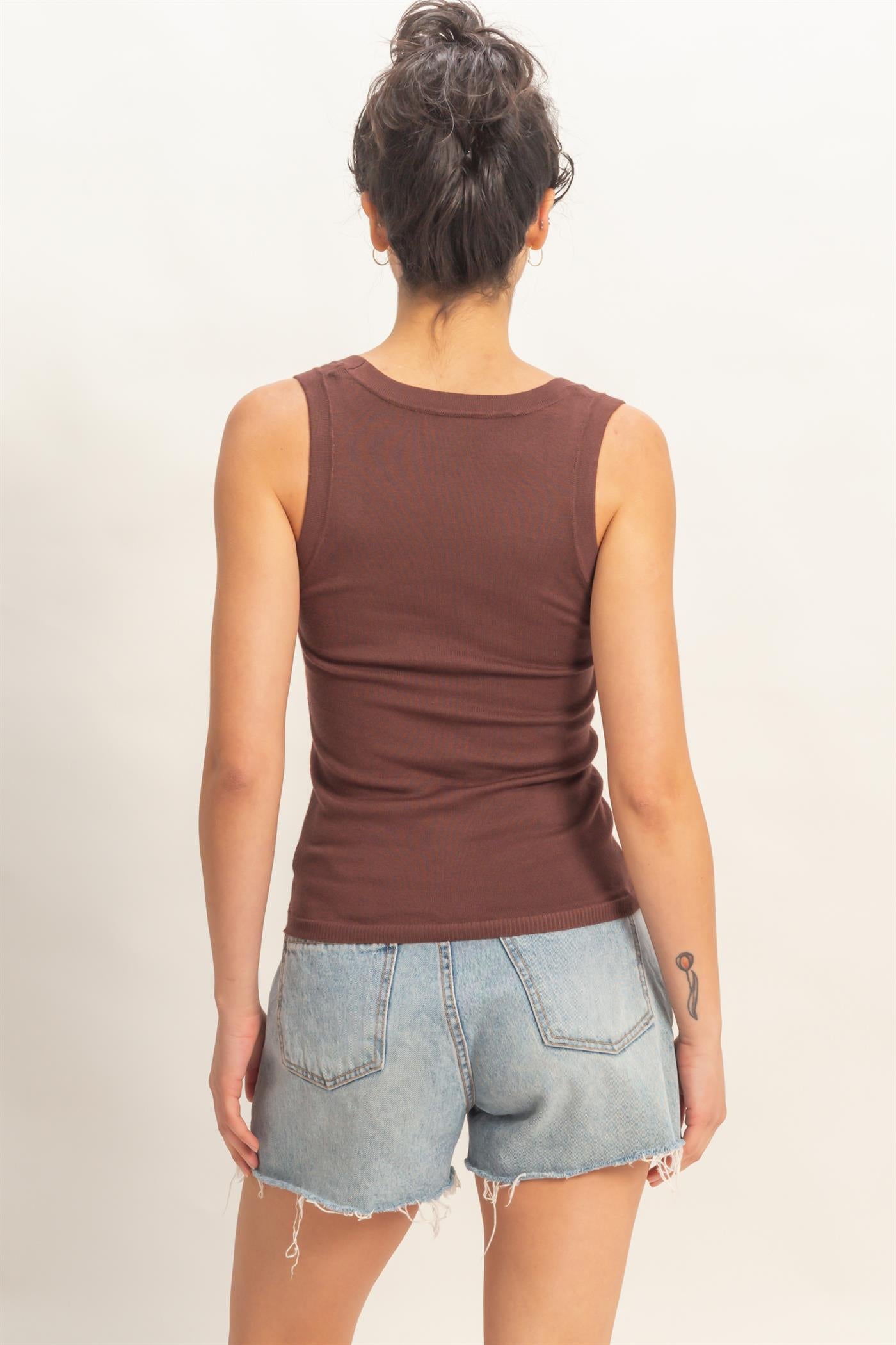 Wholesale Scoop Neck Tank Top Clothing Tops DZ26A449 CHOCOLATE DOUBLE ZERO