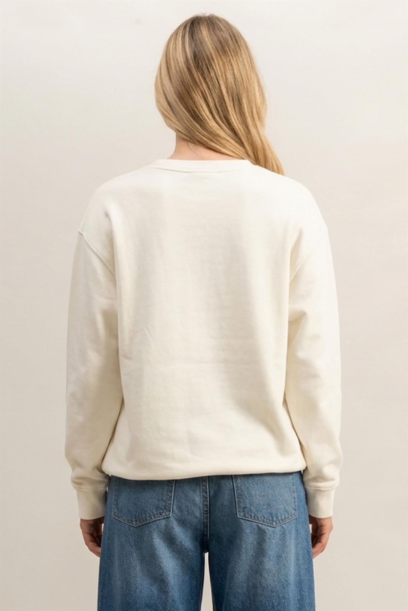 Wholesale Mineral Wash Crew Neck Sweatshirt Sweatshirts DZ26E990 CREAM DOUBLE ZERO