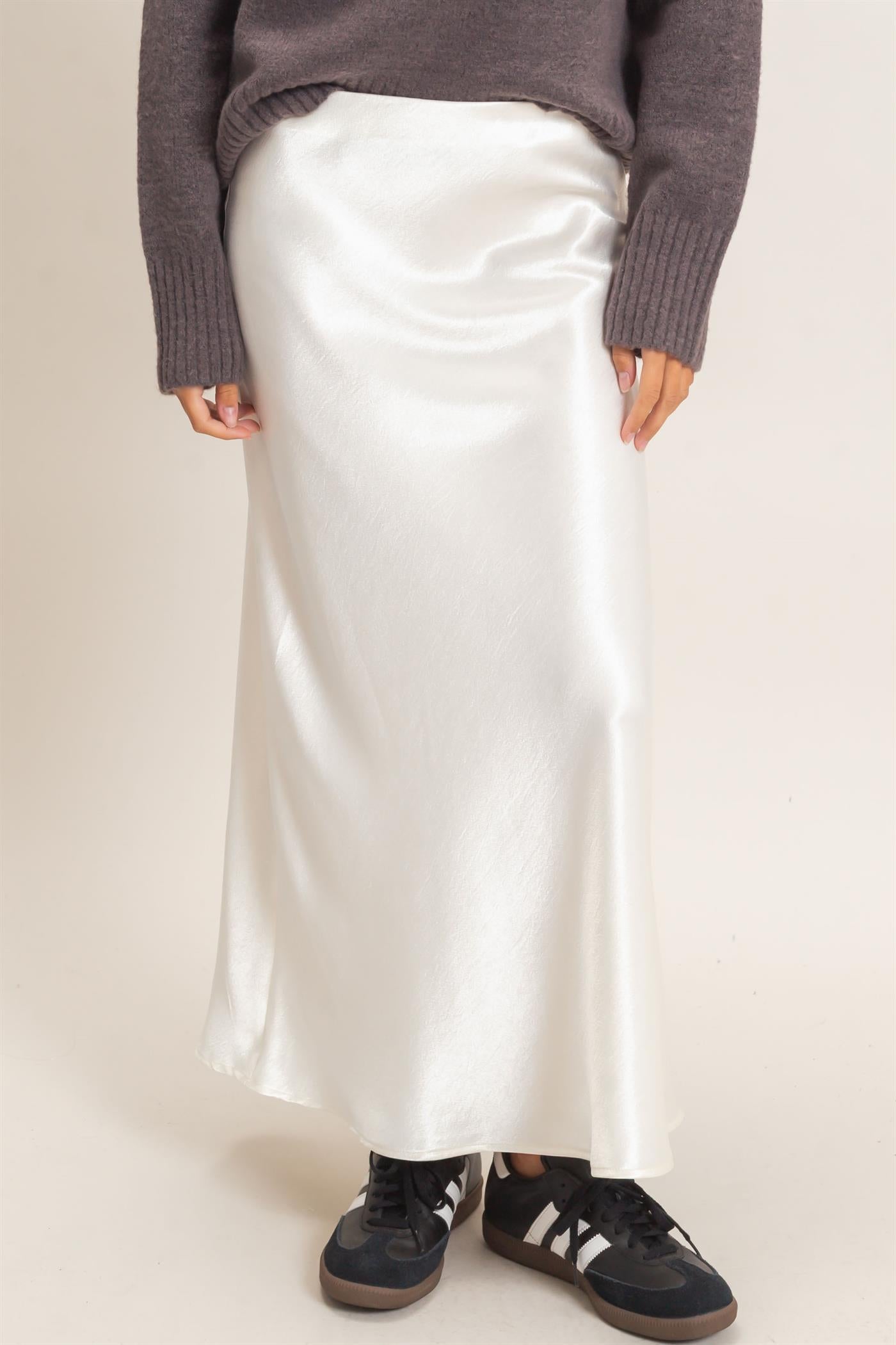 Wholesale Satin Midi Skirt Skirts DZ26C962 CREAM DOUBLE ZERO
