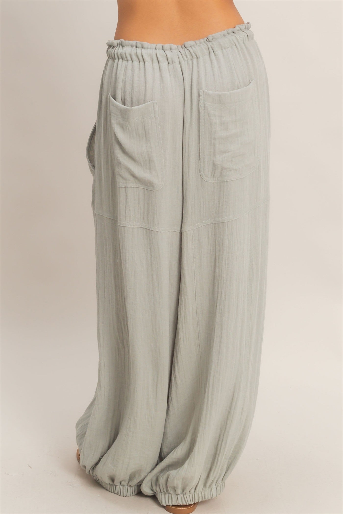 Wholesale Elastic Hem Drawstring Pants Pants HF26A905-D DUSTY SAGE HYFVE