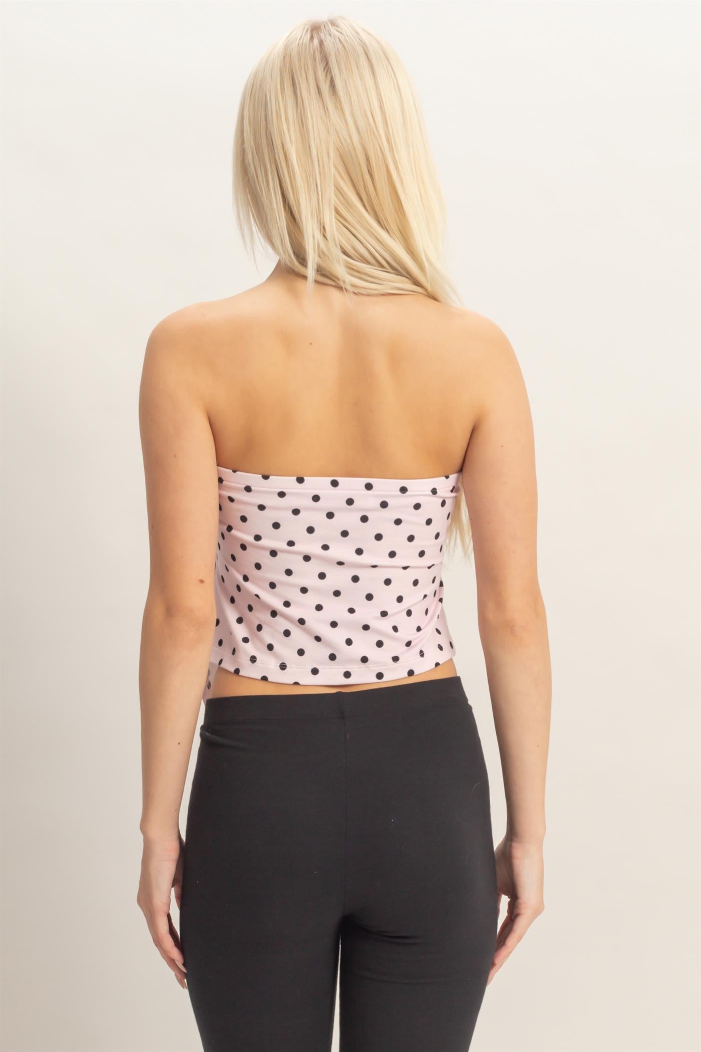 Wholesale Polka Dot Triangle Tube Top Clothing Tops DZ26C347 PINK DOUBLE ZERO
