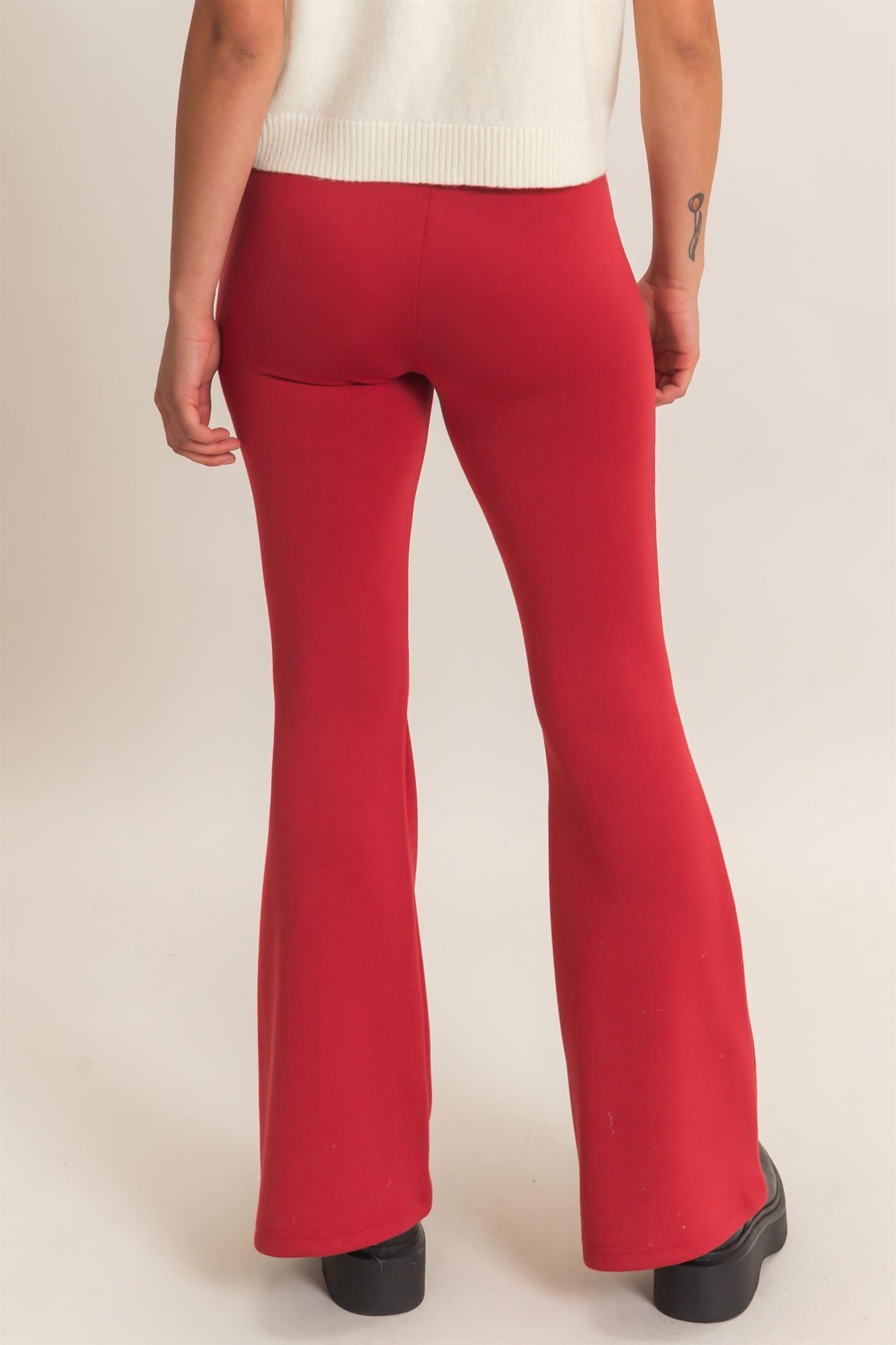 Wholesale Flared Elastic Waist Pants Pants DZ26E393 DARK RED DOUBLE ZERO