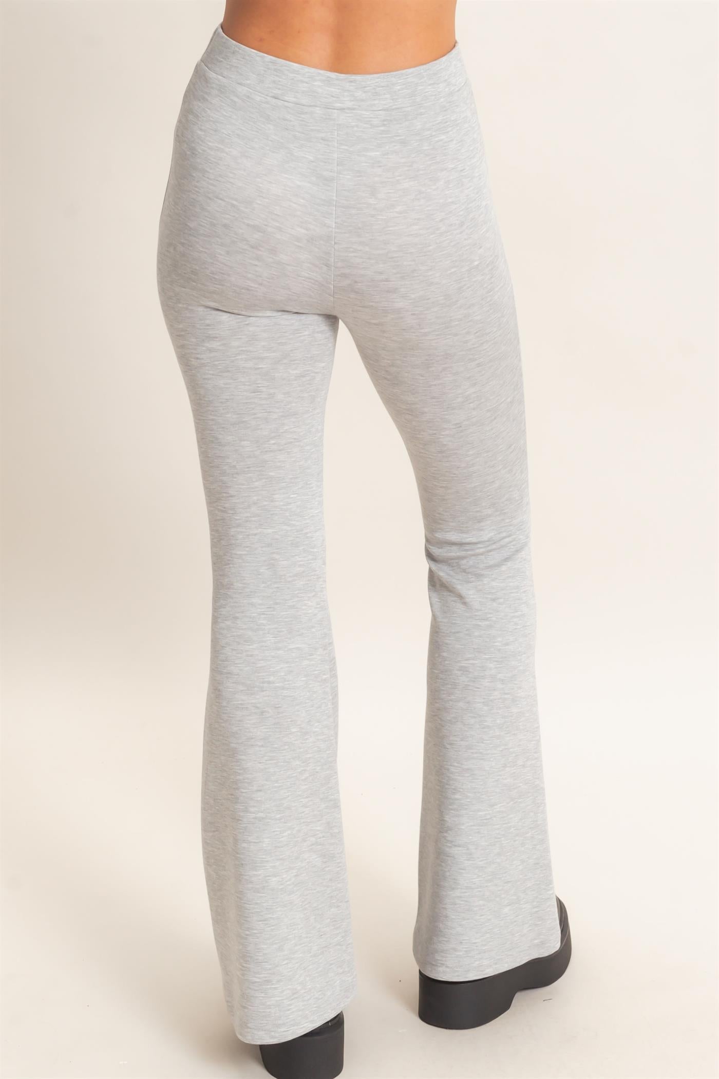 Wholesale Flared Elastic Waist Pants Pants DZ26E393 HEATHER GRAY DOUBLE ZERO