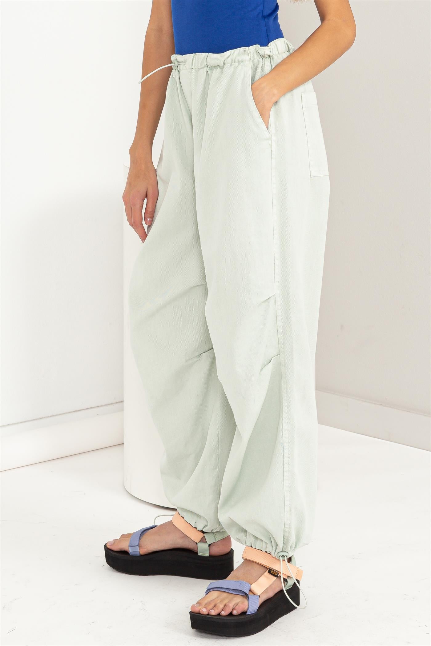 Wholesale Mid Rise Parachute Pants Pants DZ24A518 MINT DOUBLE ZERO