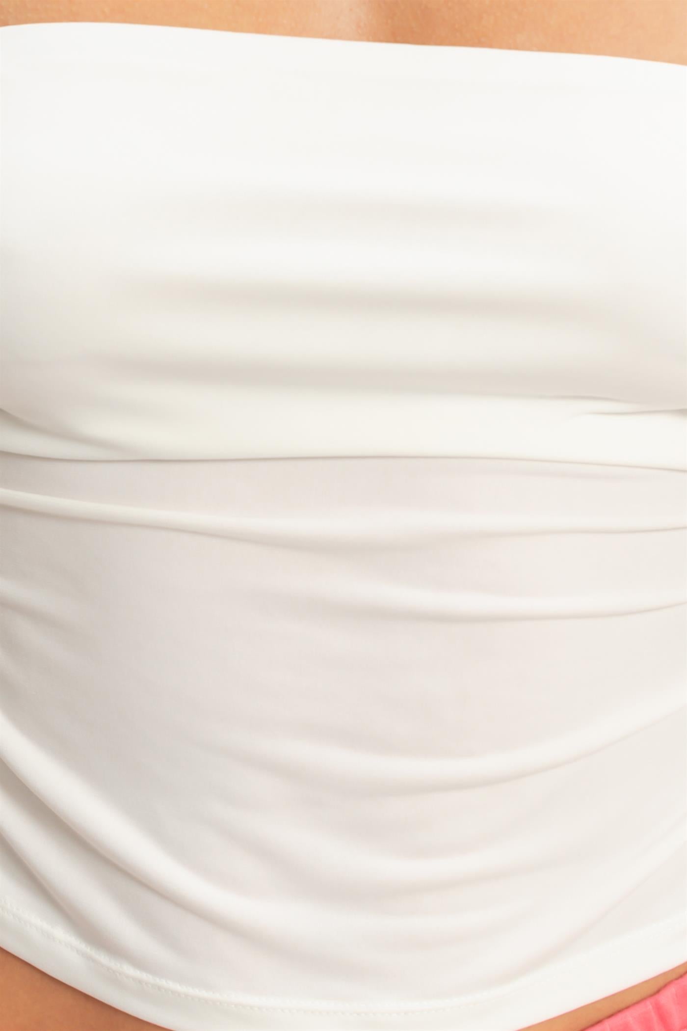 Wholesale Ruched Bandeau Top Clothing Tops DZ26C334 WHITE DOUBLE ZERO