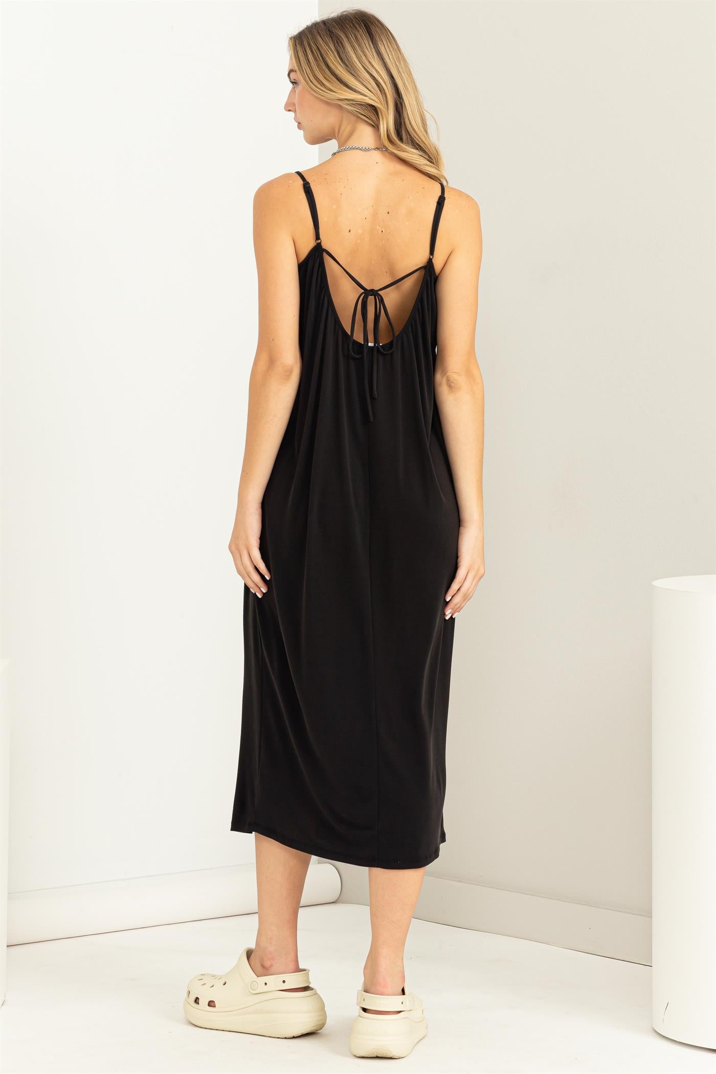 Wholesale Extra Love Tie-Back Midi Dress Dresses DZ22G696 BLACK DOUBLE ZERO
