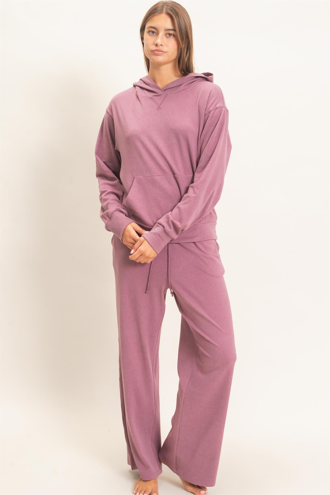Wholesale Long Sleeve Hoodie With Kangaroo Pocket Hoodies DZ26F276 PLUM DOUBLE ZERO