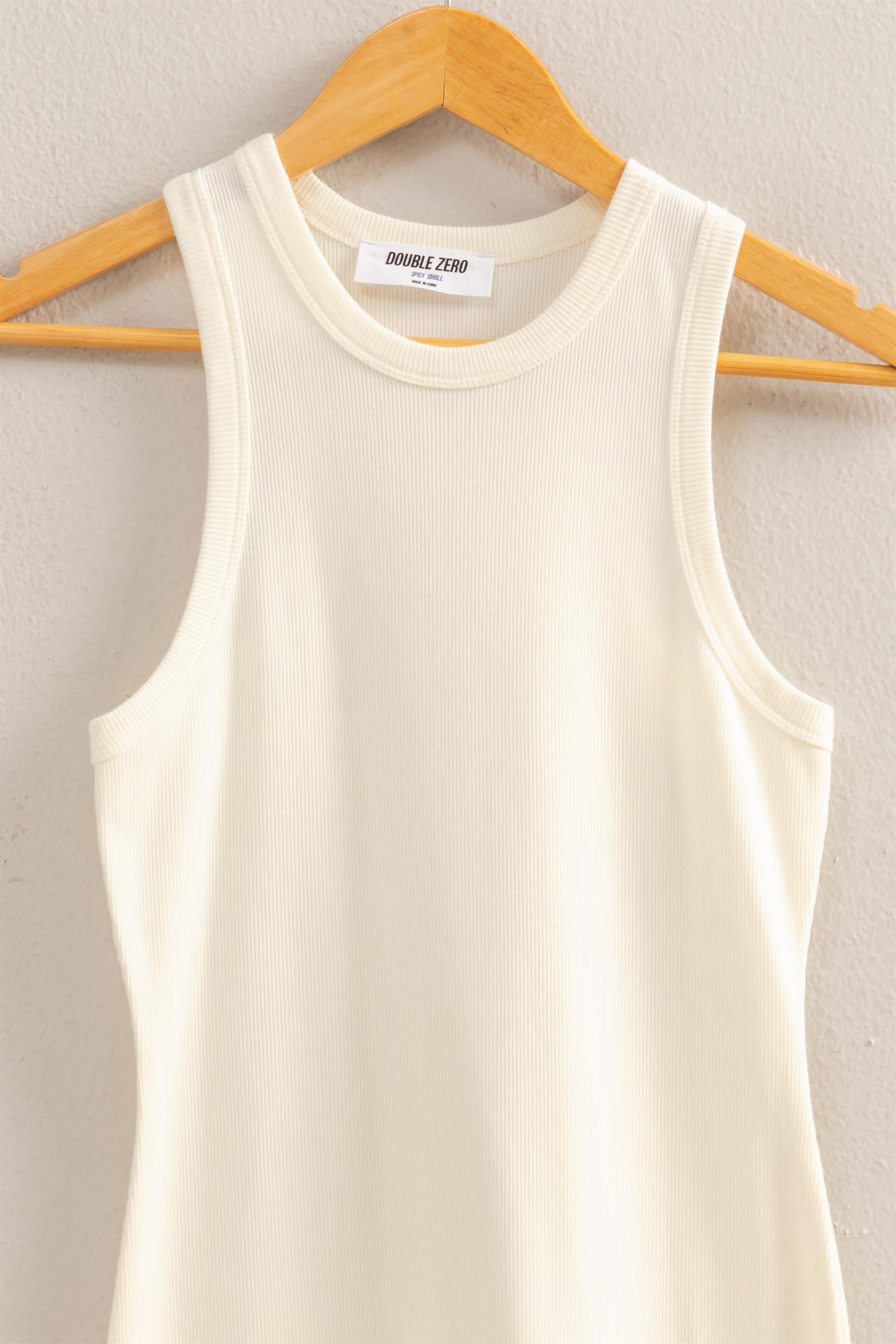 Wholesale Acid Washed Ribbed Mini Dress Dresses DZ25E297 CREAM DOUBLE ZERO