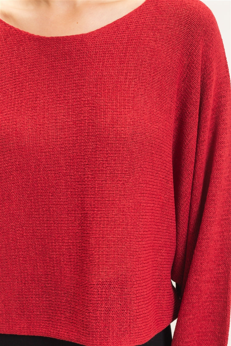 Wholesale Loose Knit Boat Neck Sweater Sweaters HF26E896 ROSE WINE HYFVE