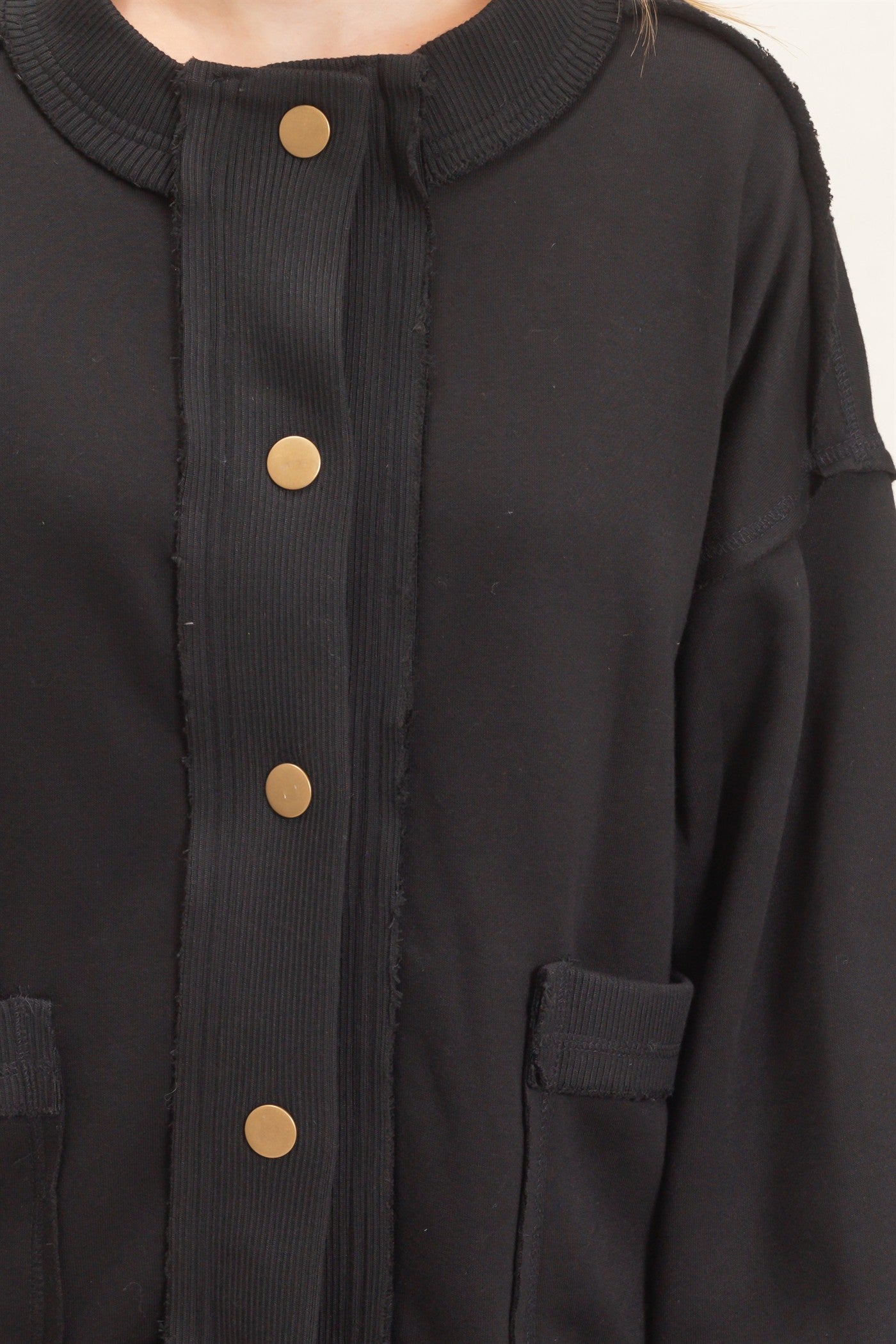 Wholesale Snap Front Jacket Coats & Jackets HF26E003 BLACK HYFVE