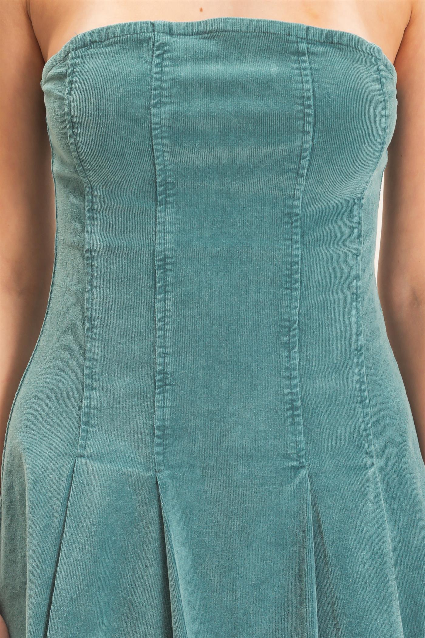 Wholesale Strapless Mineral Wash Dress Dresses HF26F215 GREEN HYFVE